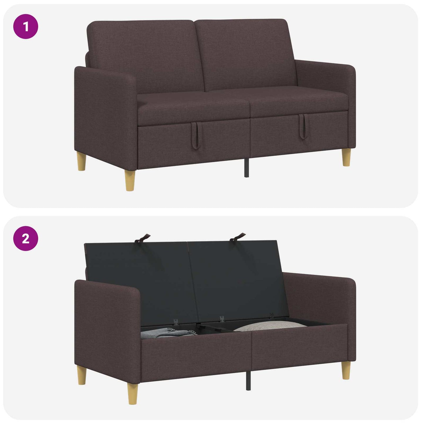 vidaXL Καναπές με Αποθήκευση Σκούρο Καφέ 152 x 78 x 87 εκ Πολυεστέρας