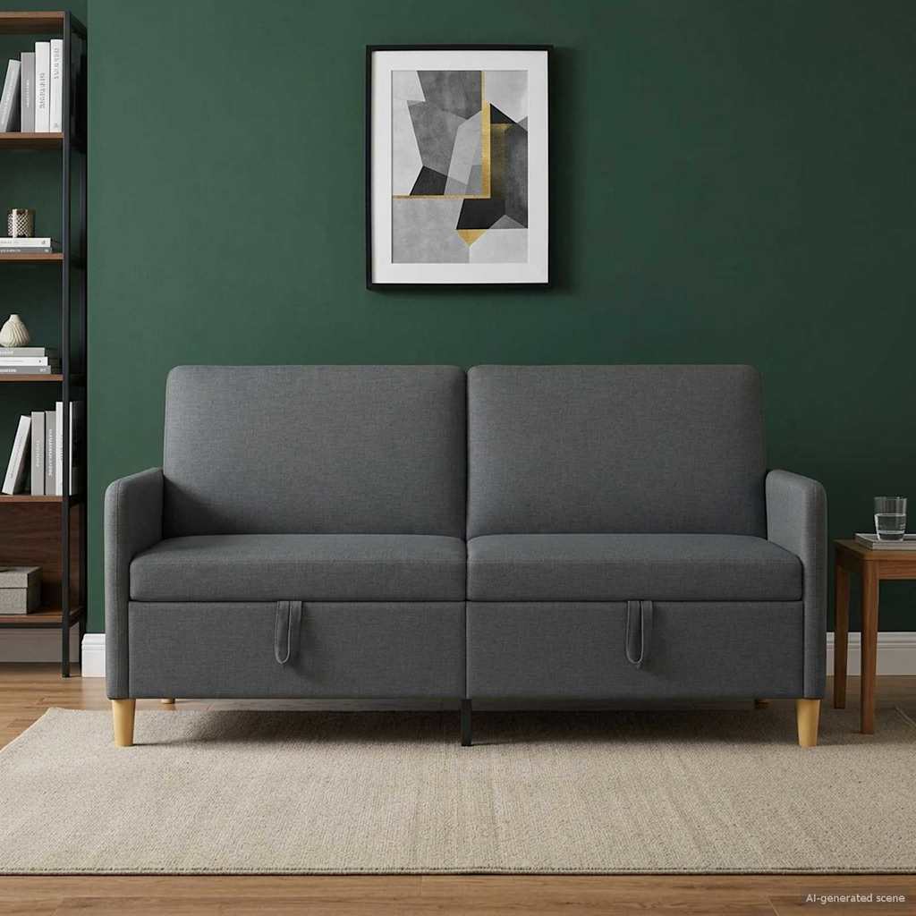 vidaXL Καναπές με Αποθήκευση Σκούρο Γκρι 172 x 78 x 87 εκ Πολυεστέρας