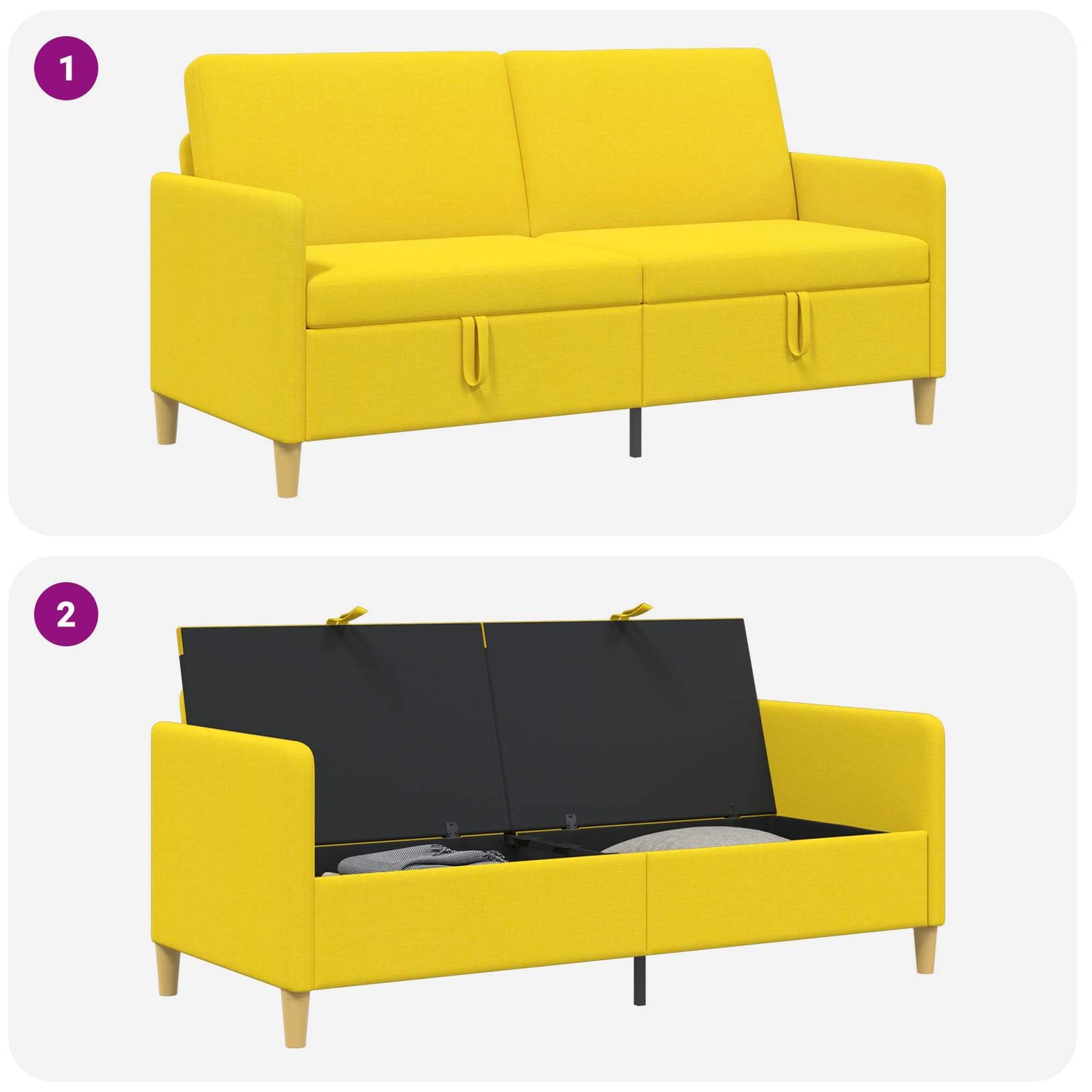 vidaXL Καναπές με Αποθήκευση Απαλό Κίτρινο 172 x 78 x 87 εκ