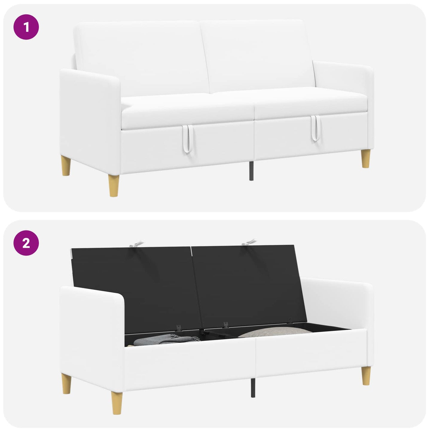 vidaXL Καναπές με Αποθήκευση Λευκό 172 x 78 x 87 εκ Πολυεστέρας