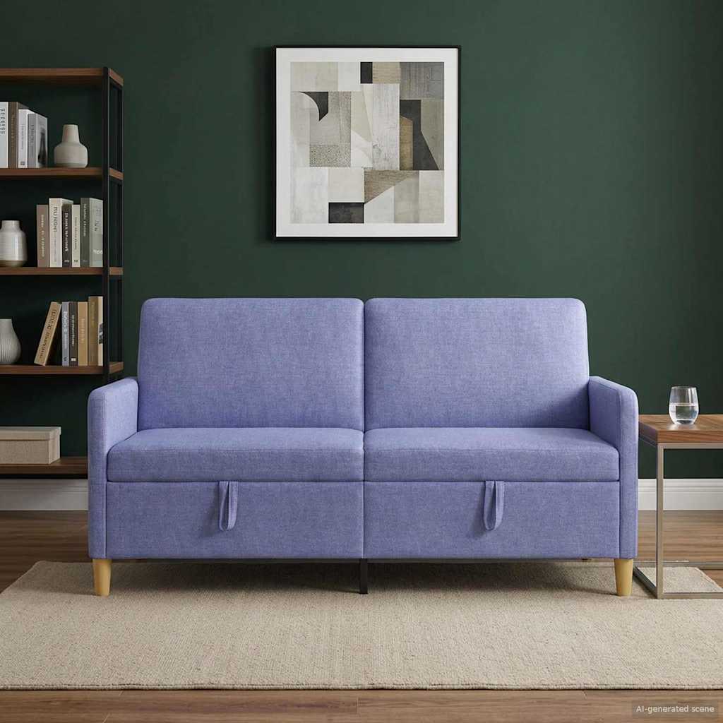 vidaXL Καναπές με Αποθήκευση Μπλε τζην 172 x 78 x 87 εκ Πολυεστέρας