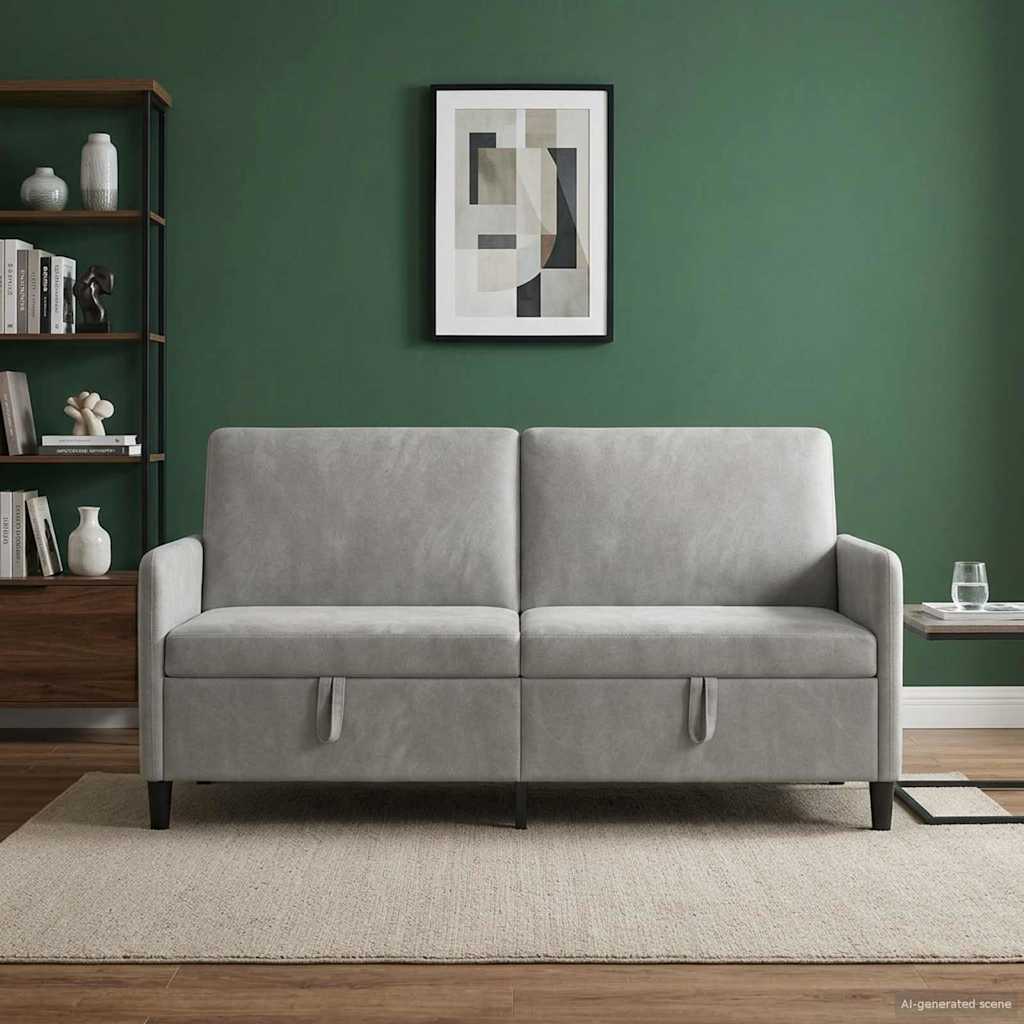 vidaXL Καναπές με Αποθήκευση Ανοιχτό γκρι 172 x 78 x 87 εκ Πολυεστέρας
