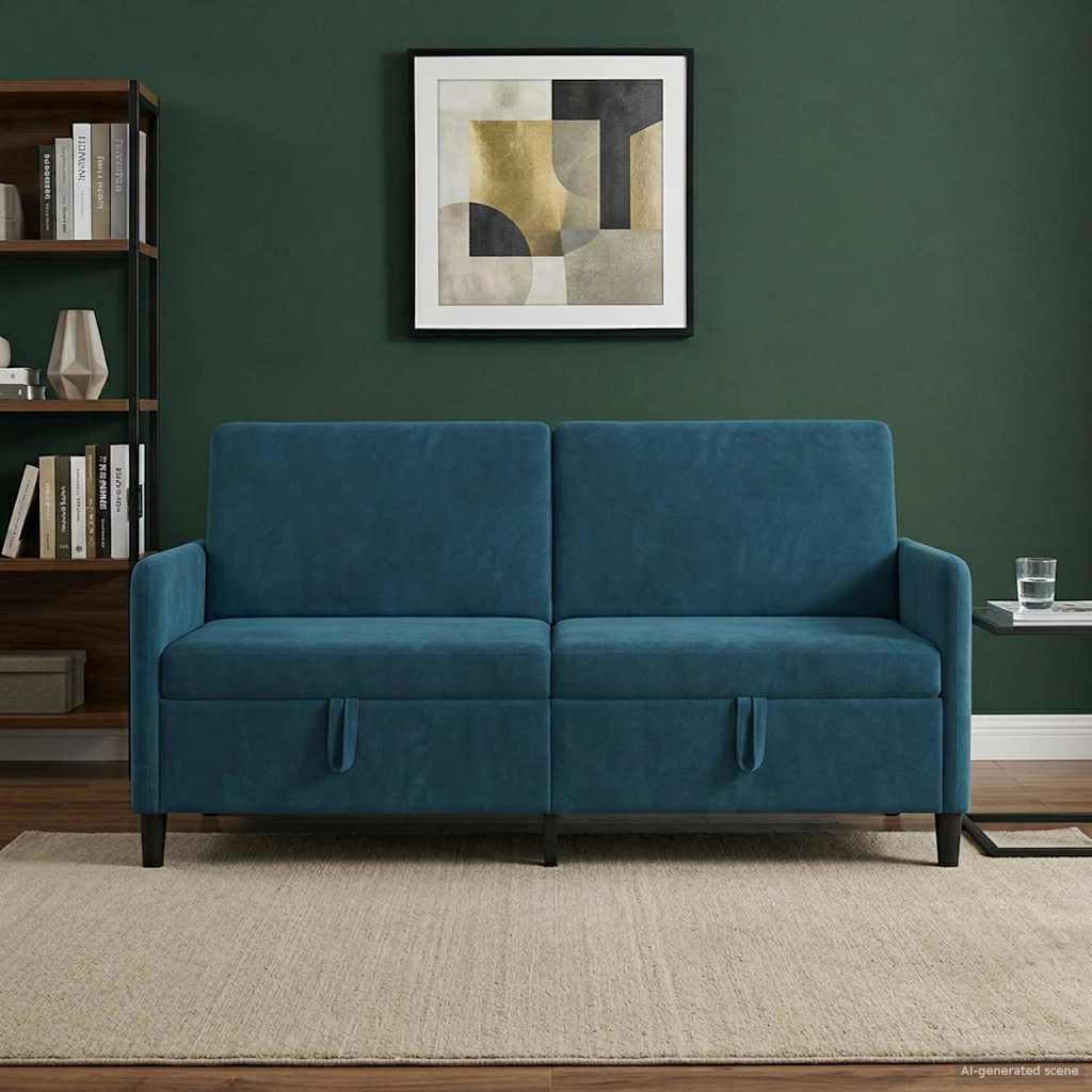 vidaXL Καναπές με Αποθήκευση Μπλε 172 x 78 x 87 εκ Πολυεστέρας