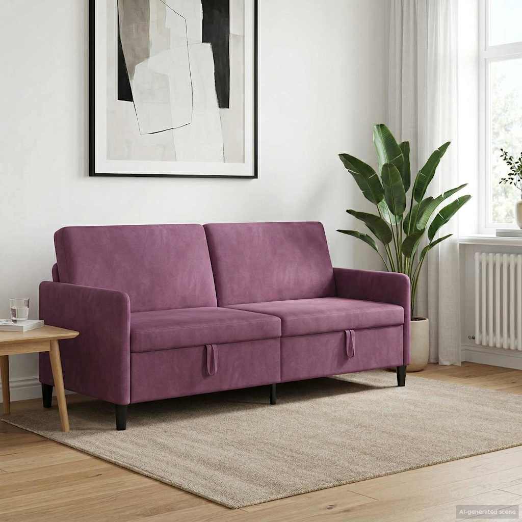 vidaXL Καναπές με Αποθήκευση Μοβ 192 x 78 x 87 εκ. Πολυεστέρας
