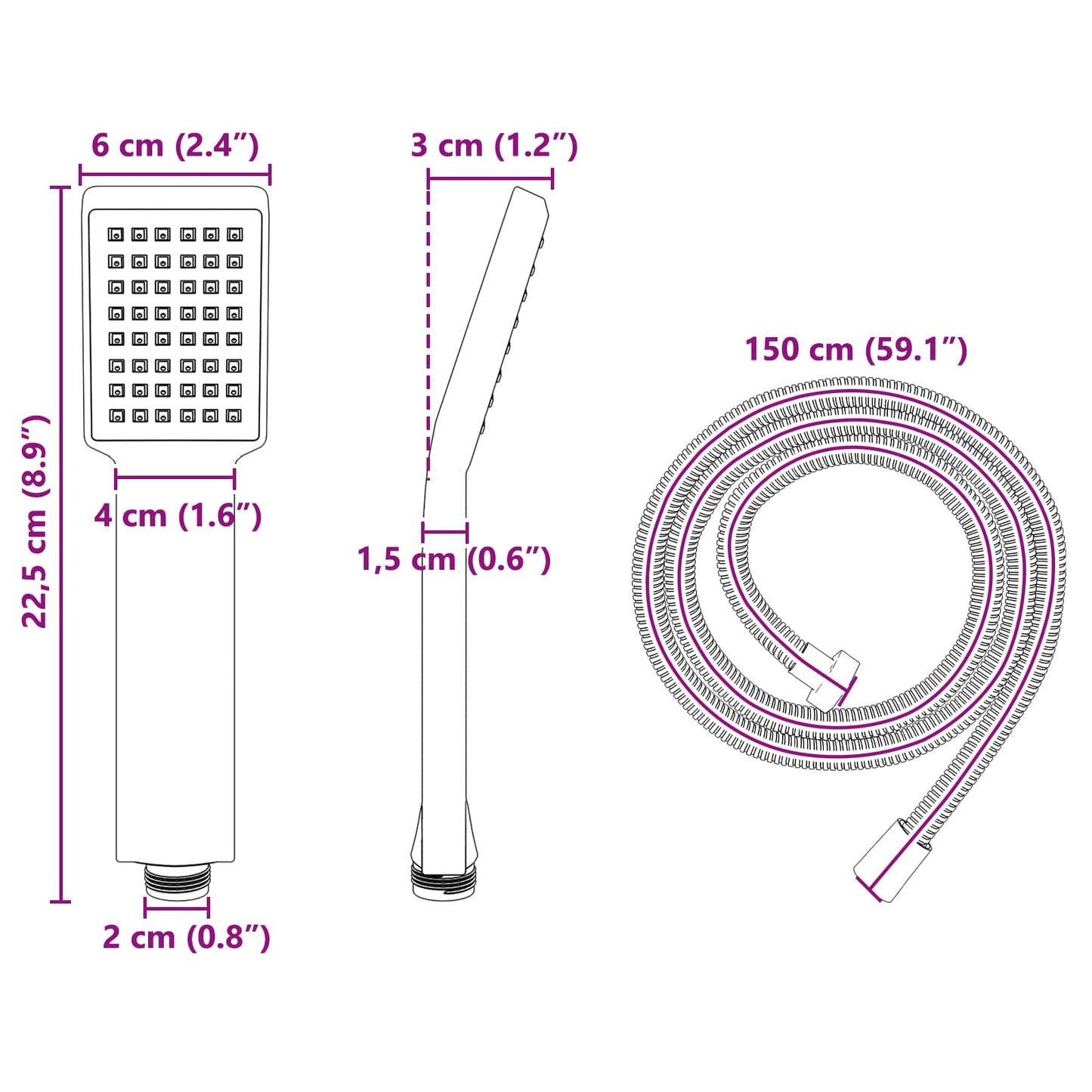 vidaXL Σετ Κεφαλής Ντους Χρωμέ 150 cm Ανοξείδωτο Ατσάλι