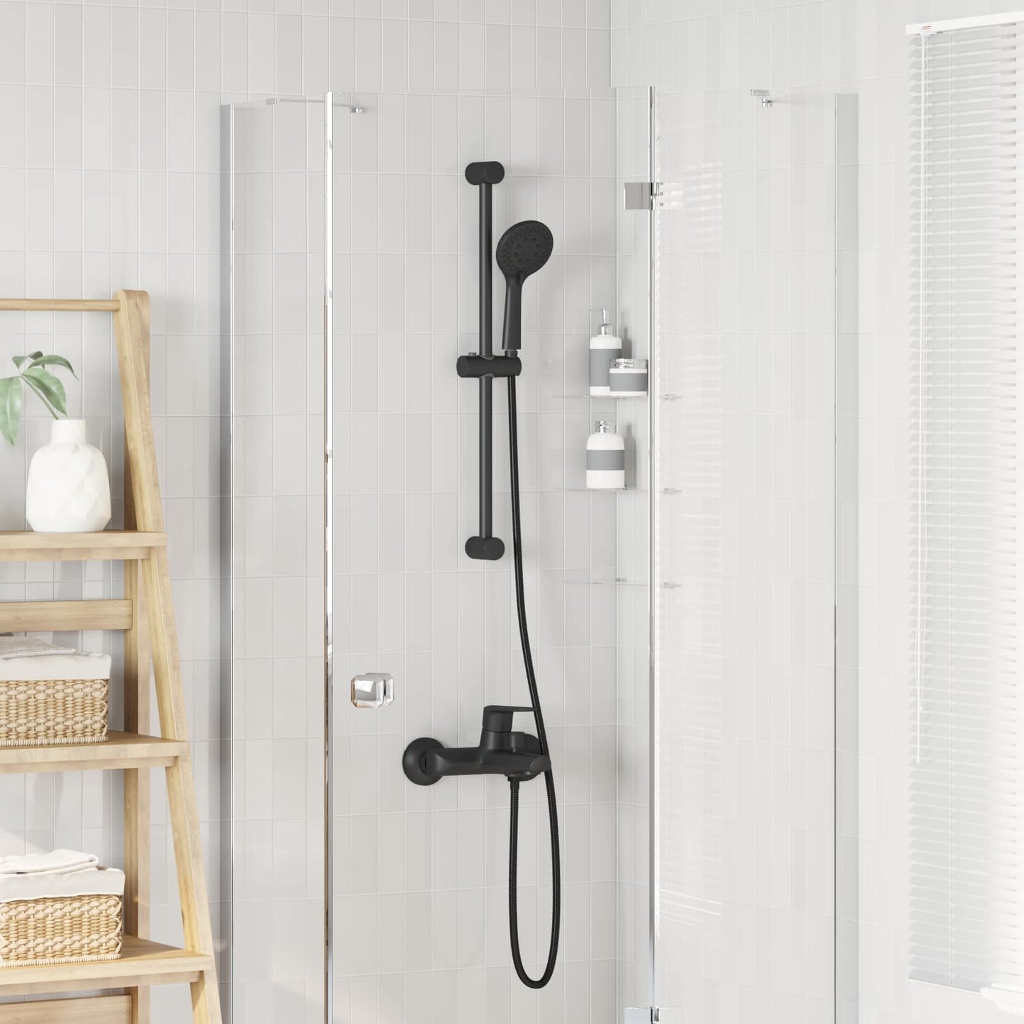 vidaXL Σετ Συστήματος Ντουζιέρας Μαύρο 70 cm ΑΒΣ Πλαστικό