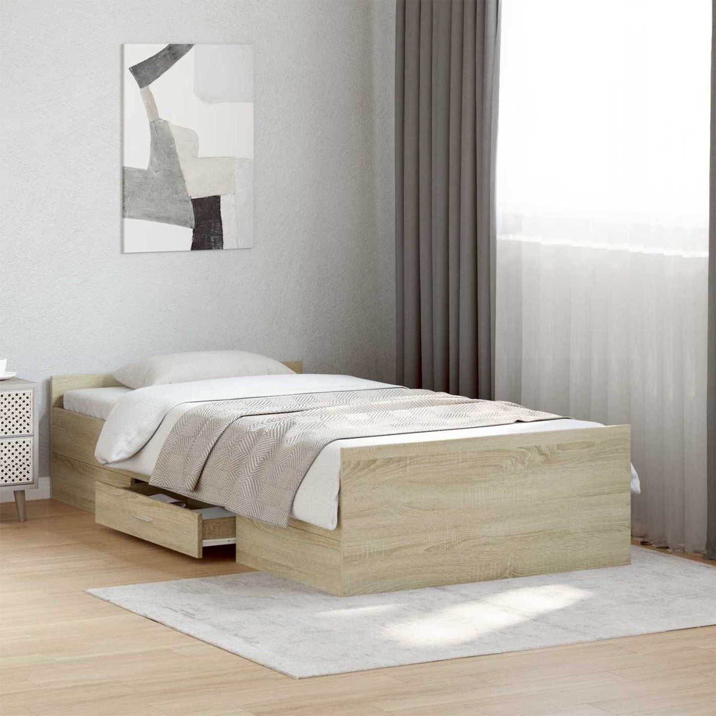 vidaXL Σκελετός κρεβατιού με αποθήκευση Sonoma Δρυς 80 x 200 cm