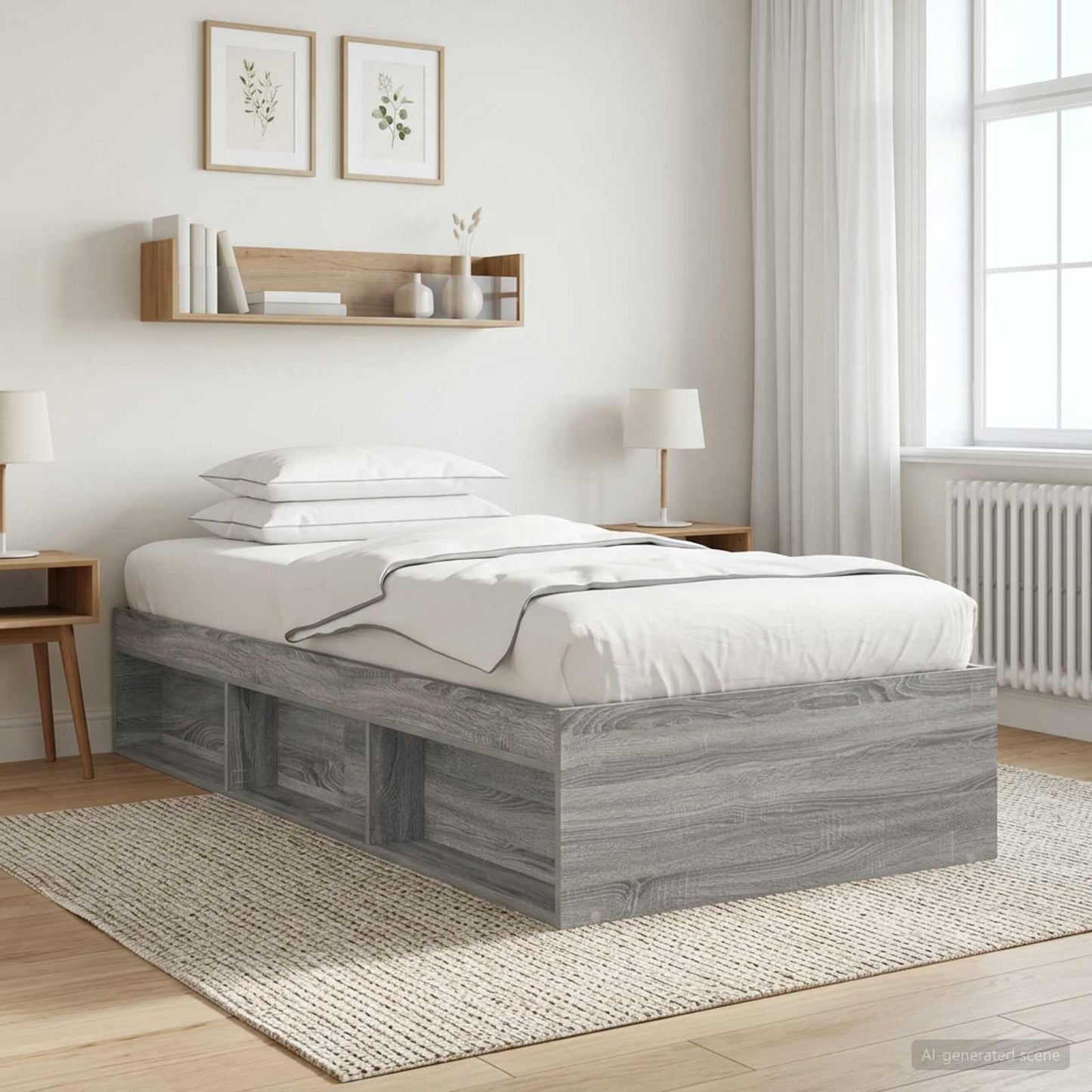 vidaXL Σκελετός κρεβατιού με αποθήκευση Γκρι Sonoma 80 x 200 cm