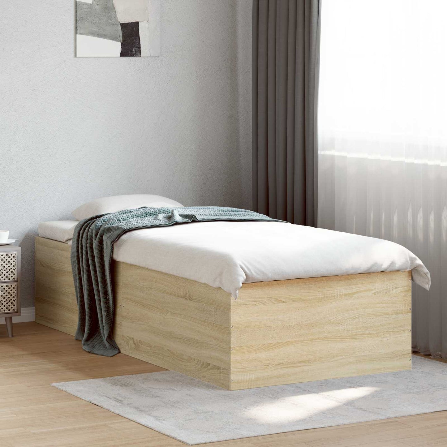 vidaXL Κρεβάτι δαπέδου Sonoma Δρυς 80 x 200 cm Επεξεργασμένο Ξύλο