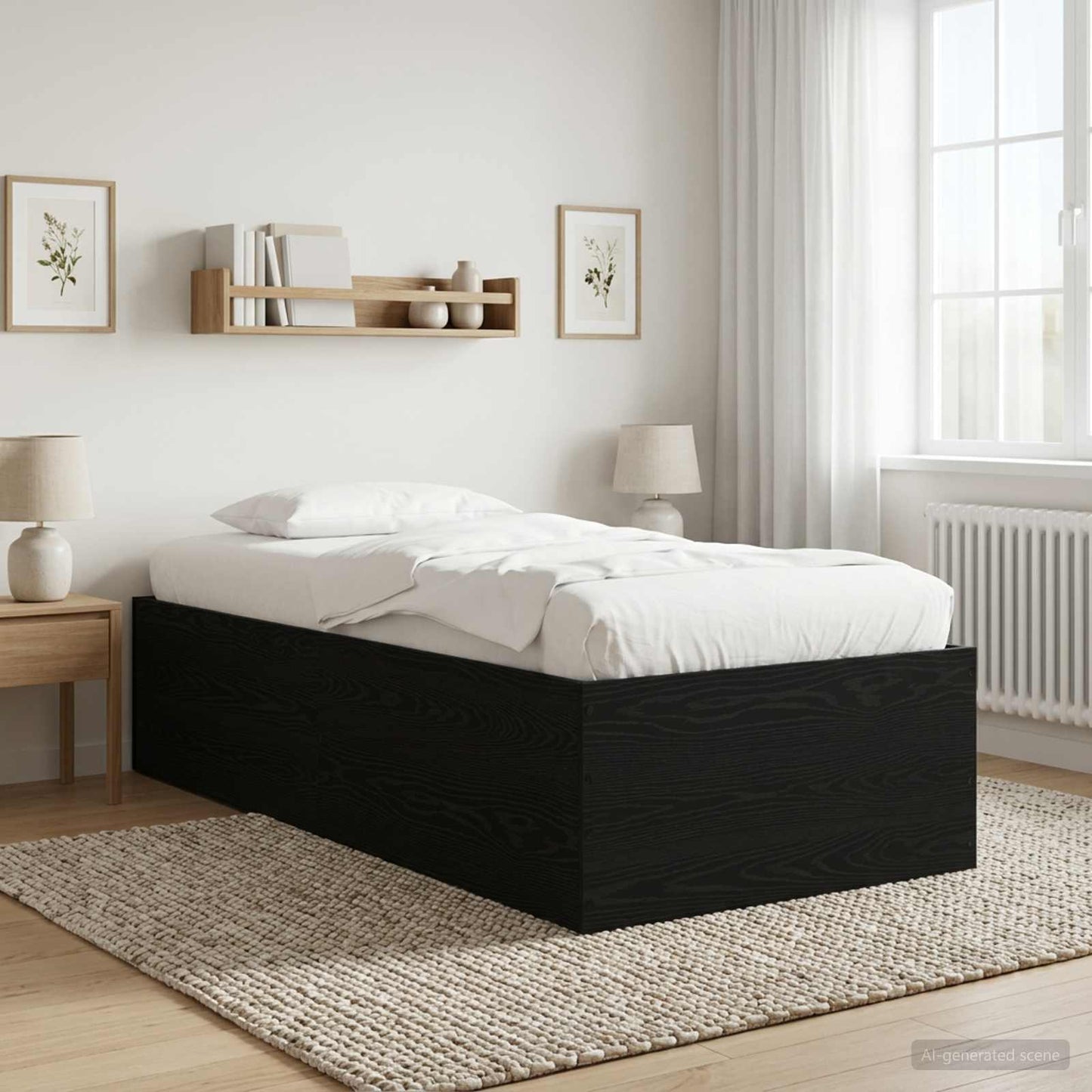 vidaXL Κρεβάτι δαπέδου Μαύρη Δρυς 80 x 200 cm Επεξεργασμένο Ξύλο