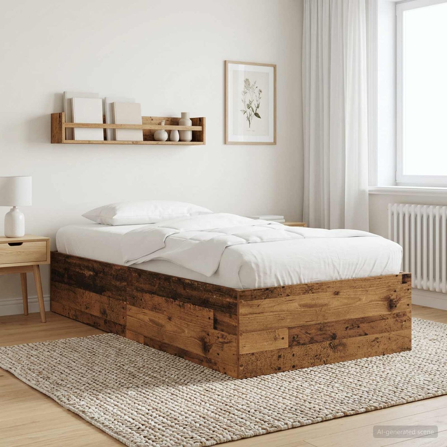 vidaXL Κρεβάτι δαπέδου Παλαιωμένο ξύλο 80 x 200 cm Επεξεργασμένο Ξύλο