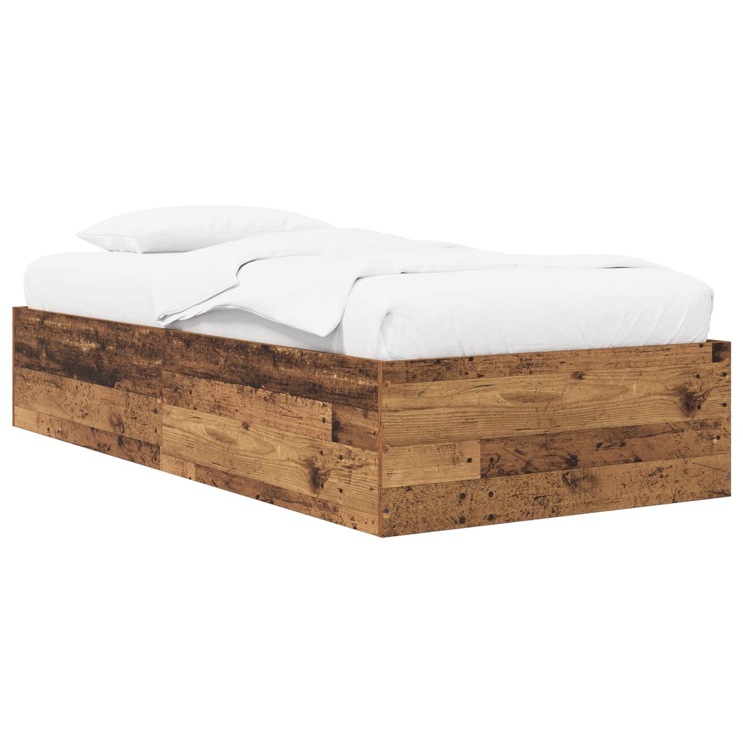 vidaXL Κρεβάτι δαπέδου Παλαιωμένο ξύλο 80 x 200 cm Επεξεργασμένο Ξύλο