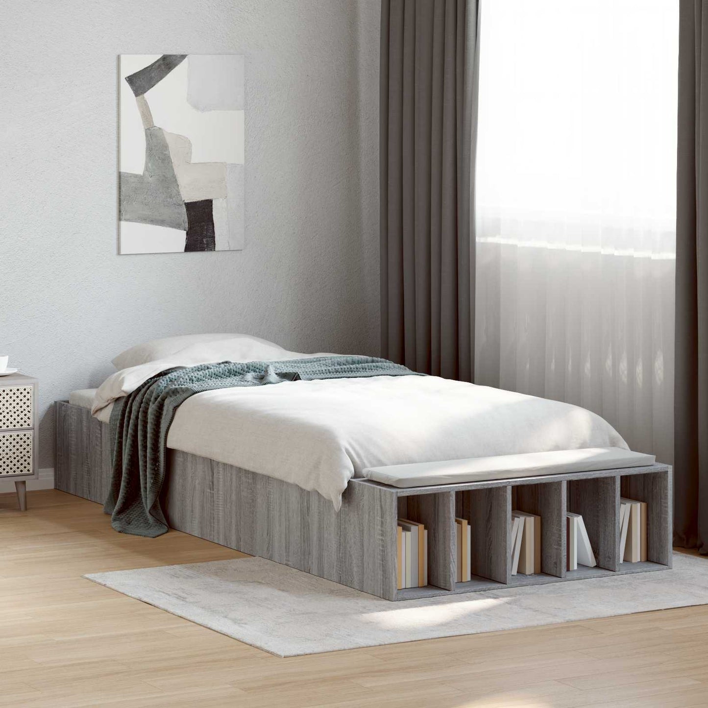 vidaXL Σκελετός κρεβατιού με αποθήκευση Γκρι Sonoma 80 x 200 cm