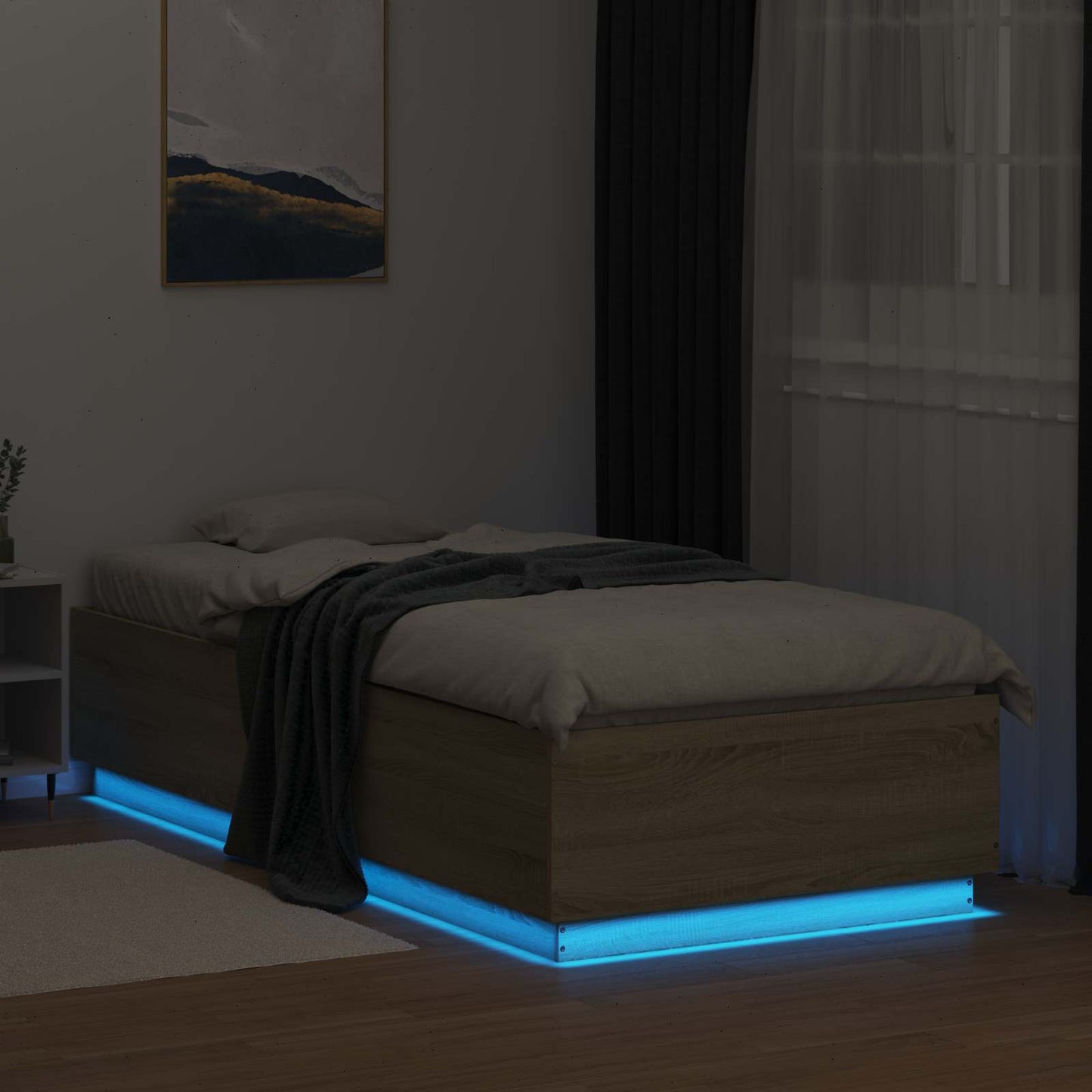 vidaXL Κρεβάτι με φωτισμό LED Sonoma Δρυς 80 x 200 cm