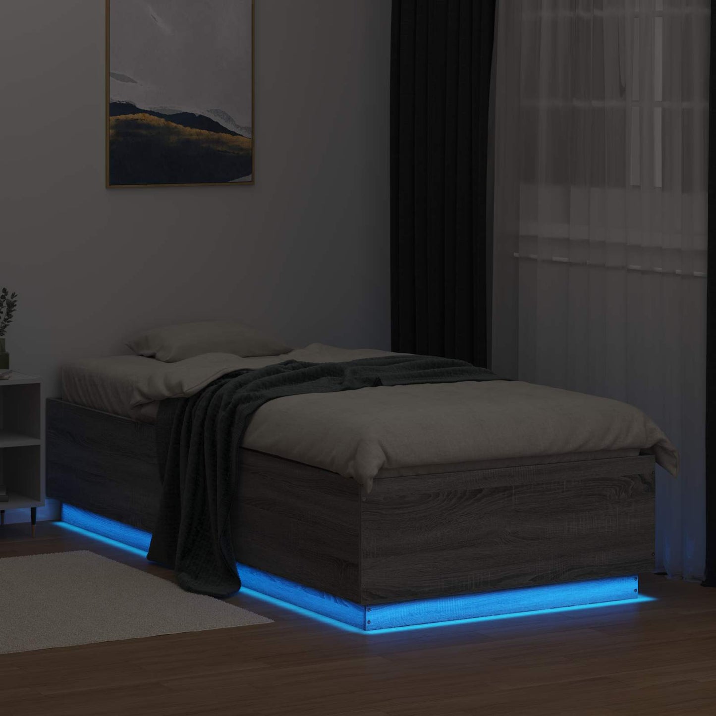 vidaXL Κρεβάτι με φωτισμό LED Γκρι Sonoma 80 x 200 cm
