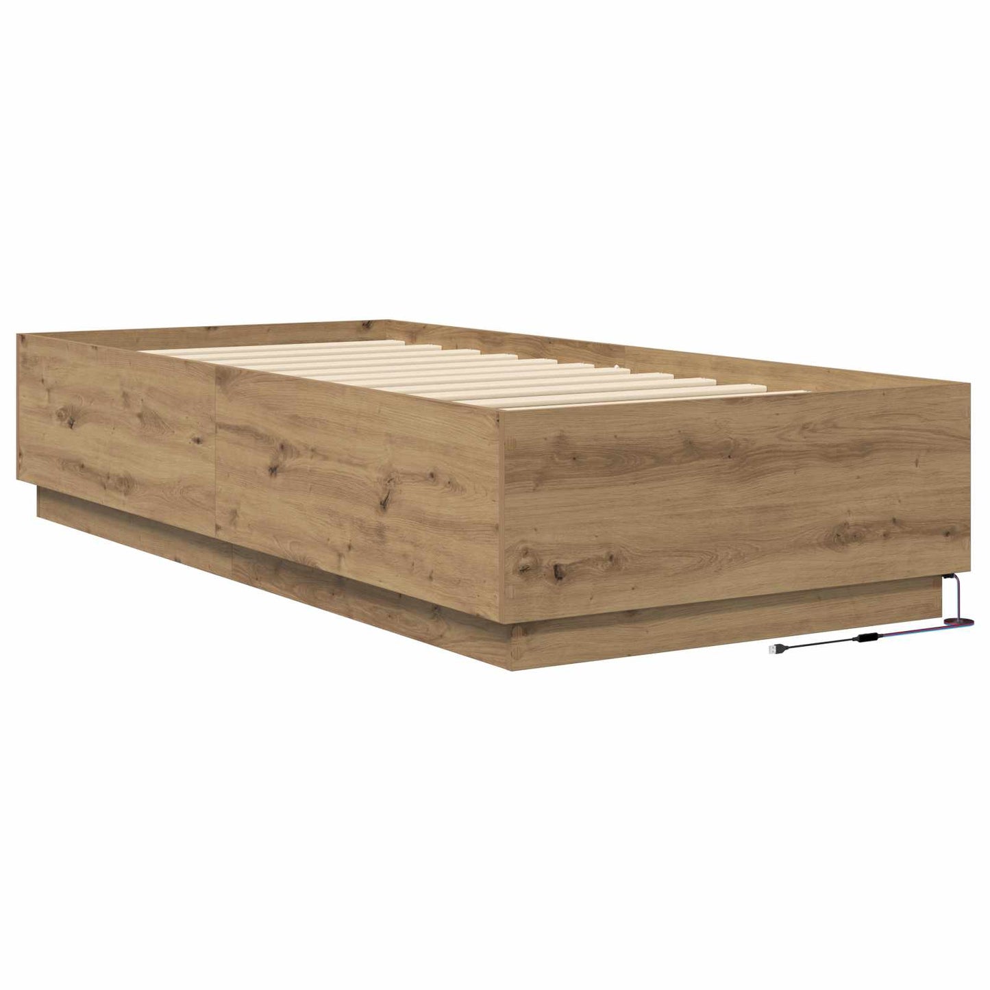 vidaXL Κρεβάτι με φωτισμό LED Artisian Δρυς 80 x 200 cm