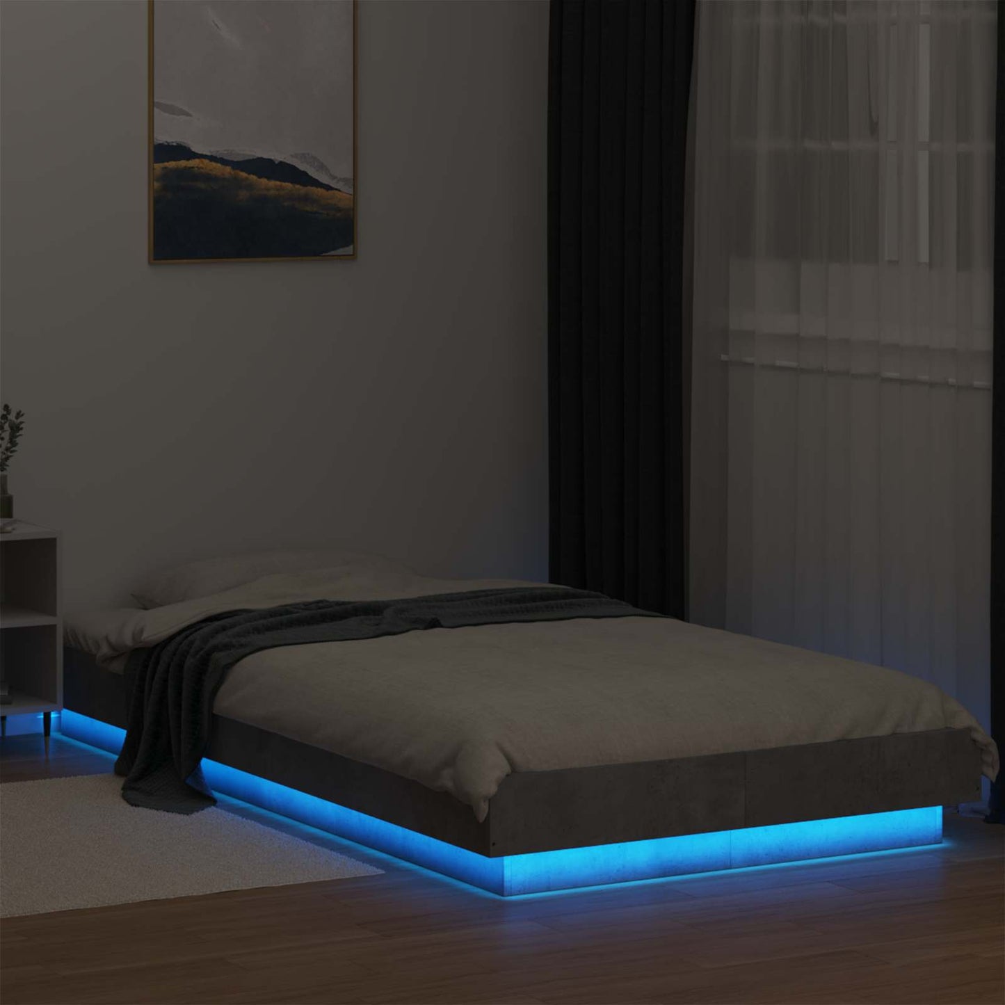 vidaXL Κρεβάτι με φωτισμό LED Γκρι Σκυροδέματος 80 x 200 cm