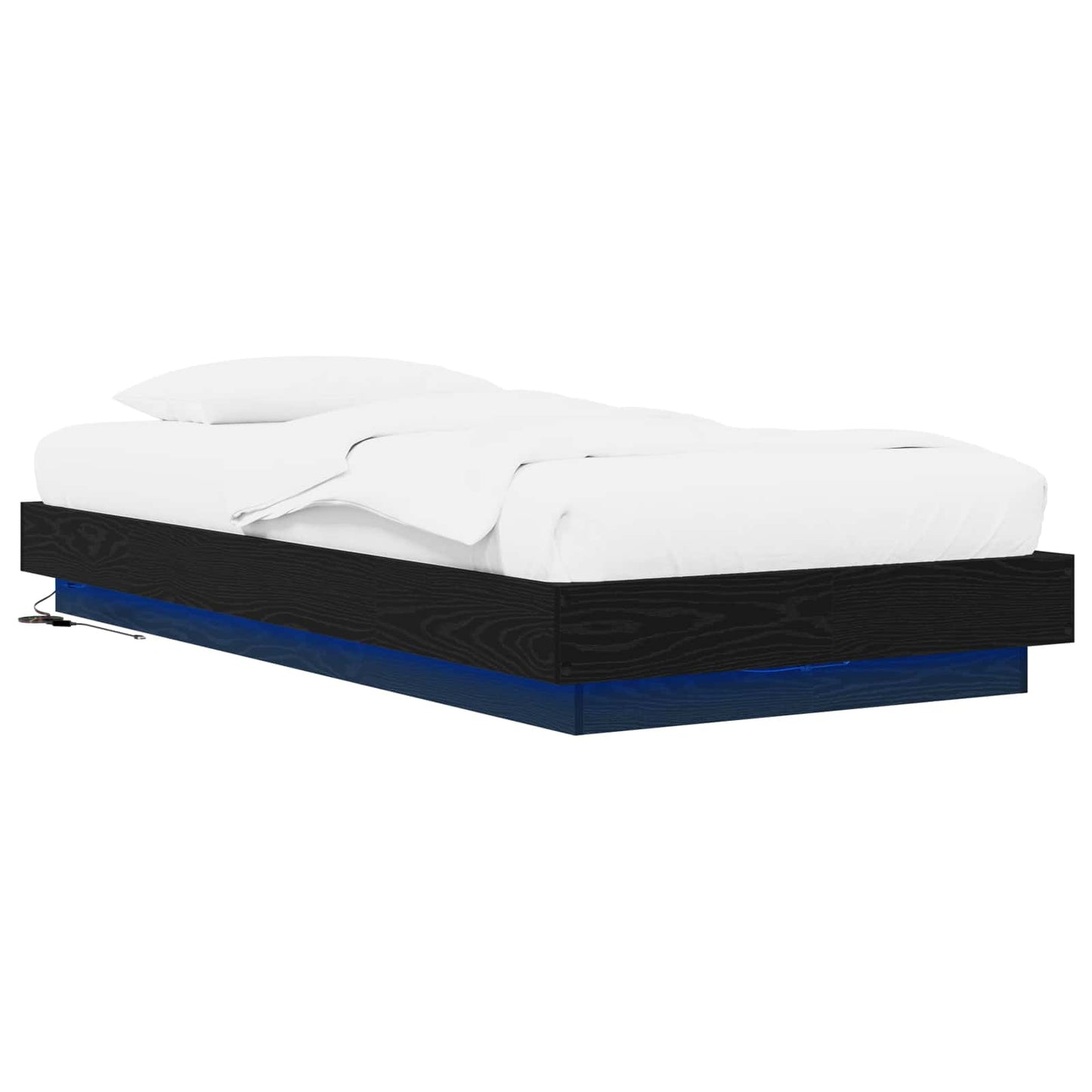 vidaXL Κρεβάτι με φωτισμό LED Μαύρη Δρυς 80 x 200 cm