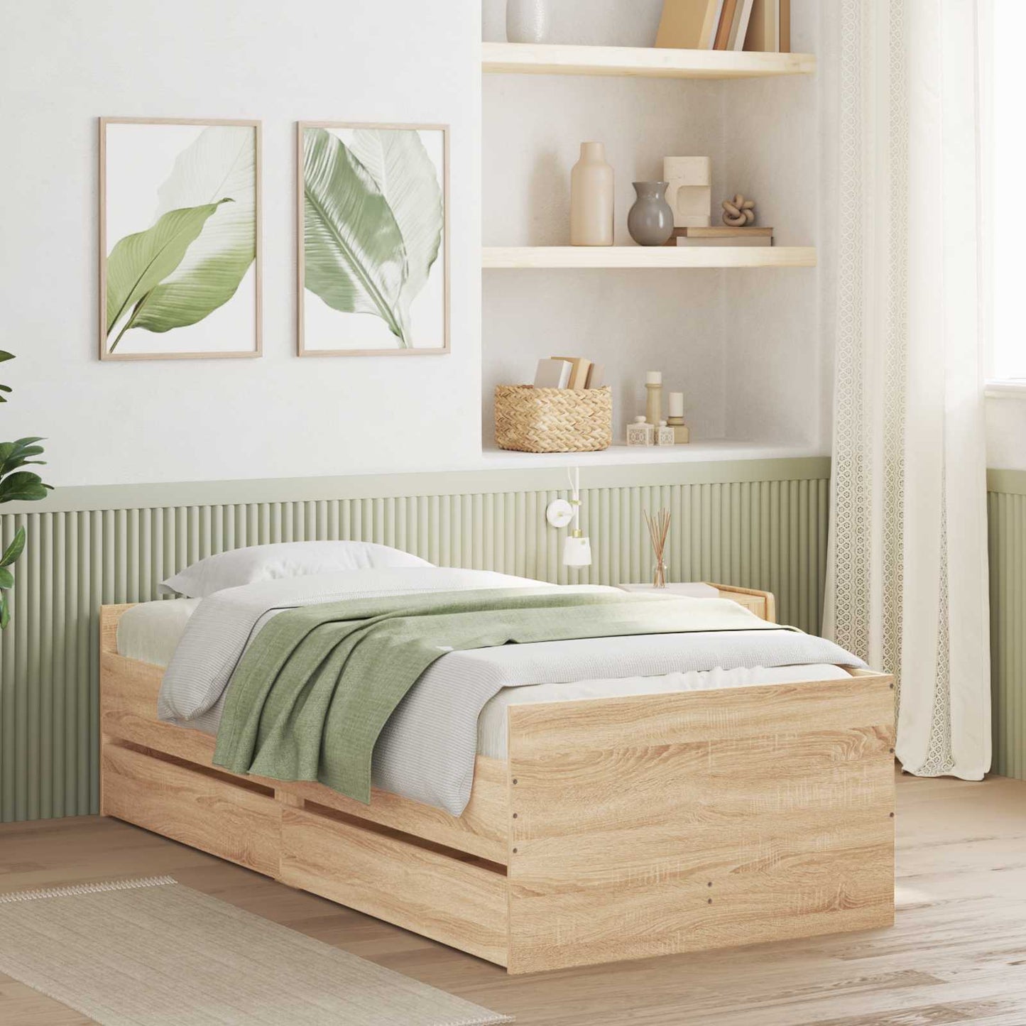 vidaXL Σκελετός Κρεβατιού με συρτάρι Sonoma Δρυς Στερεά ξυλεία πεύκου
