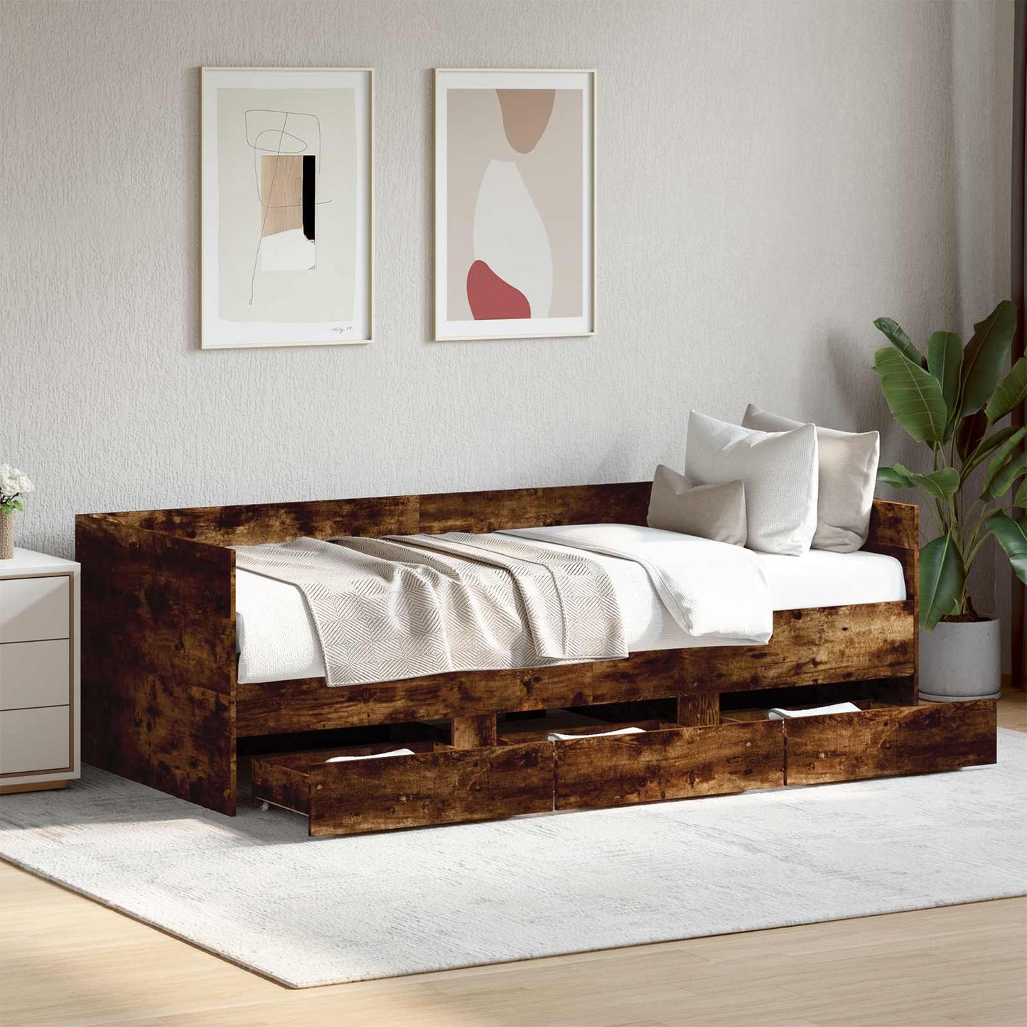 vidaXL Καναπές Κρεβάτι Καπνισμένο Ξύλο Δρυός Επεξεργασμένο ξύλο