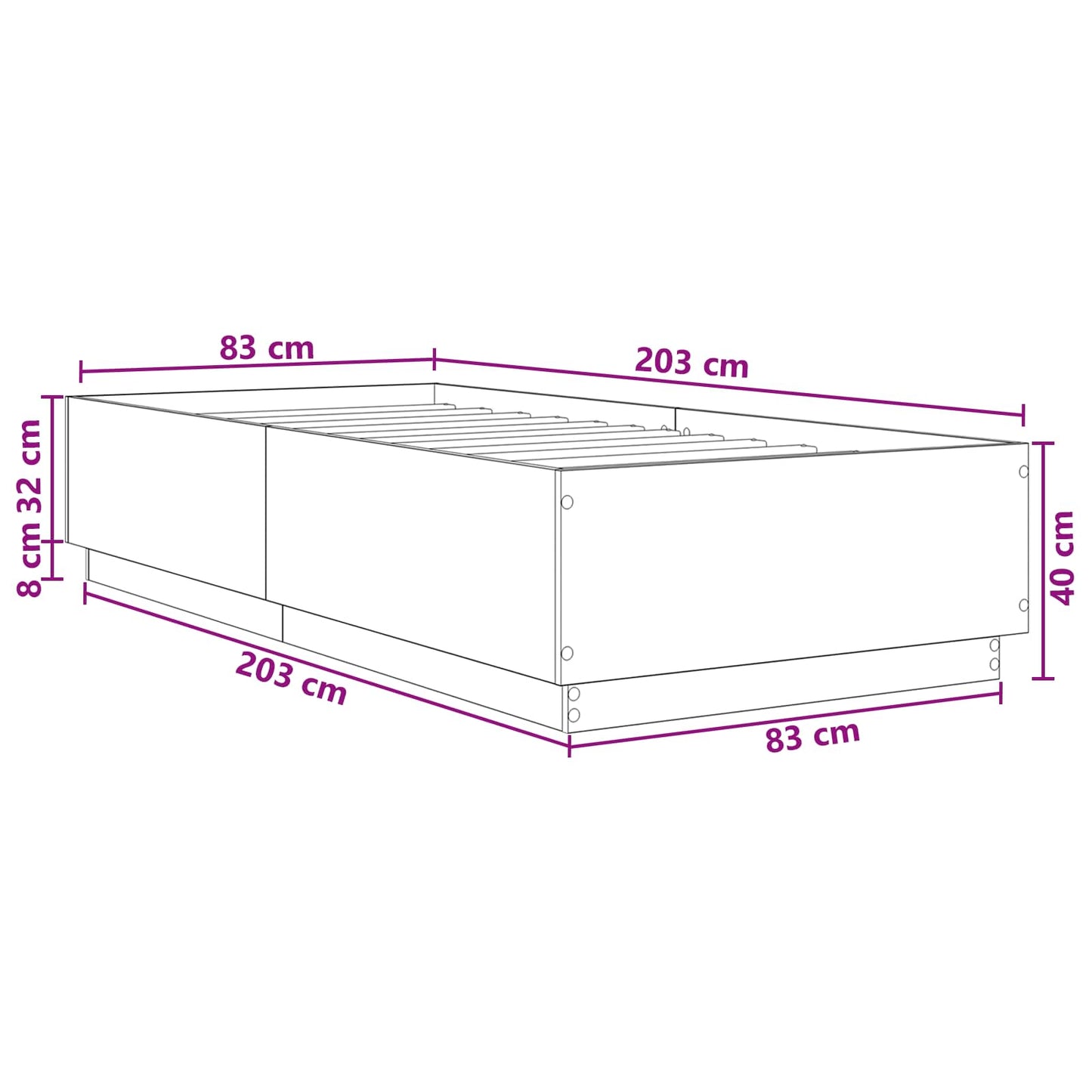 vidaXL Σκελετός Κρεβατιού Γκρι Sonoma 80 x 200 cm Επεξεργασμένο Ξύλο