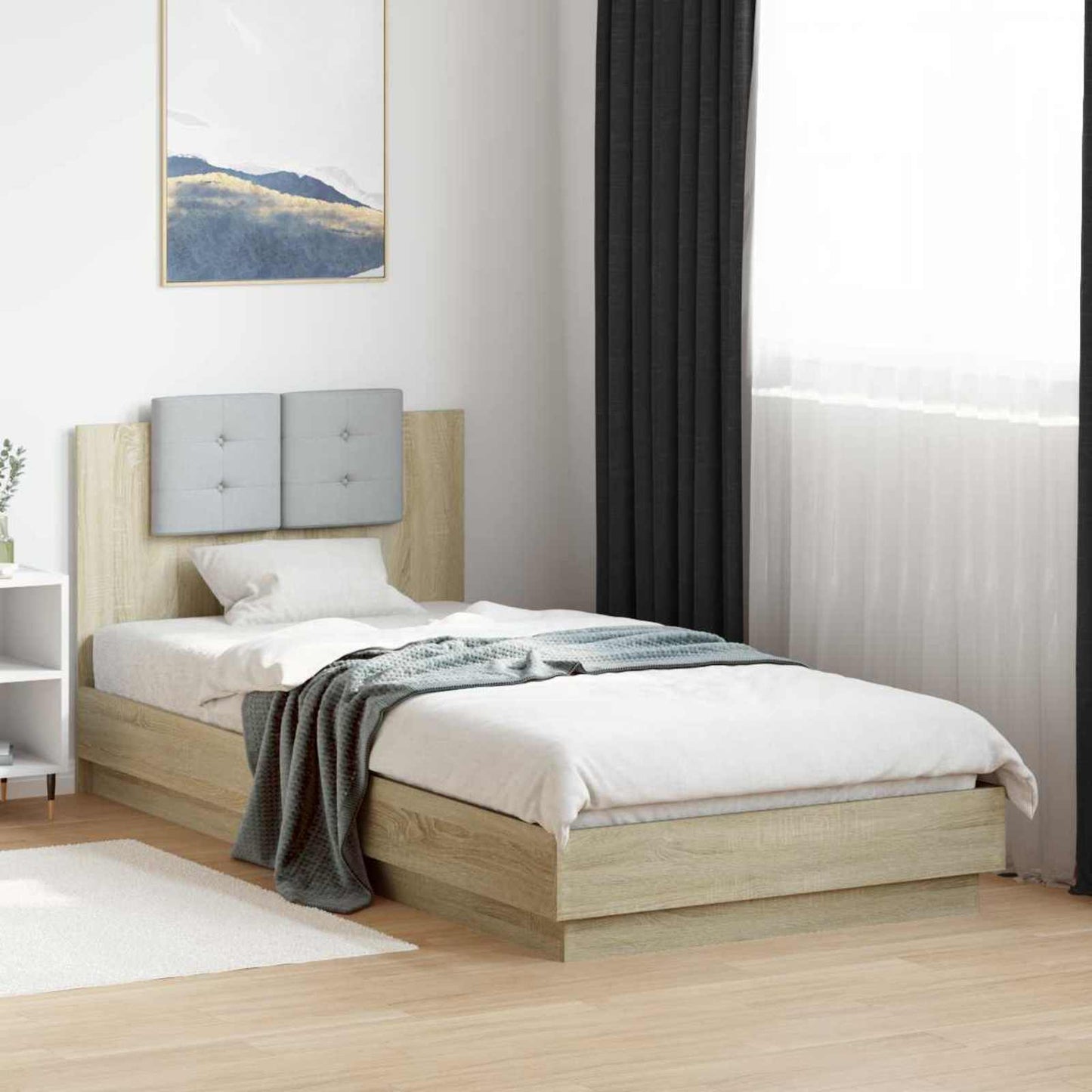 vidaXL Κρεβάτι με Κεφαλάρι Sonoma Δρυς Επεξεργασμένο Ξύλο