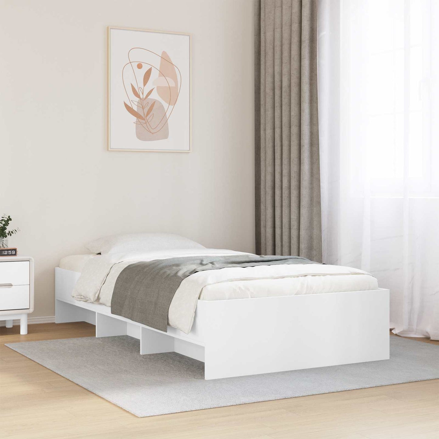 vidaXL Σκελετός Κρεβατιού με ράφι Λευκό 80 x 200 cm Επεξεργασμένο Ξύλο