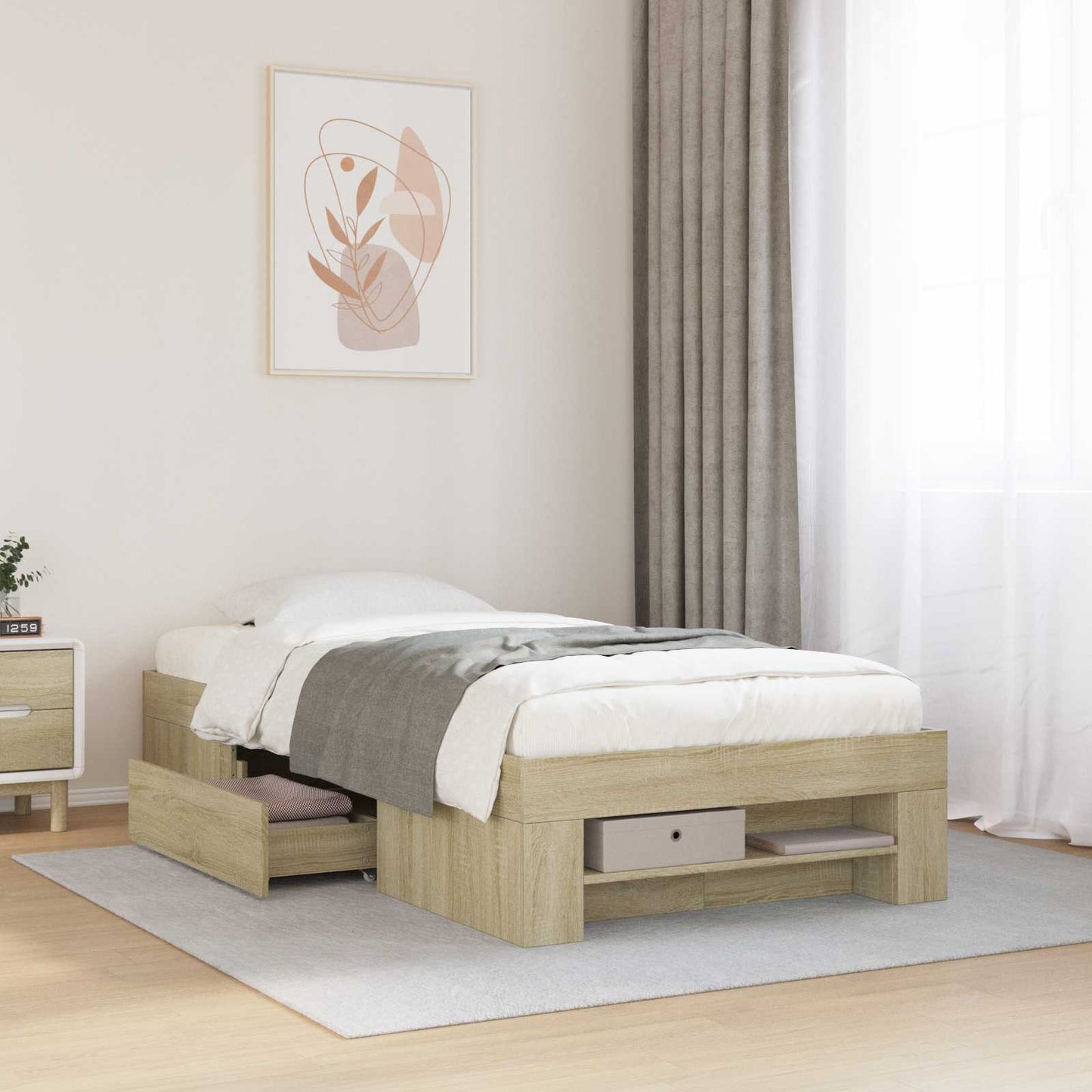 vidaXL Σκελετός κρεβατιού με αποθήκευση Sonoma Δρυς 80 x 200 cm