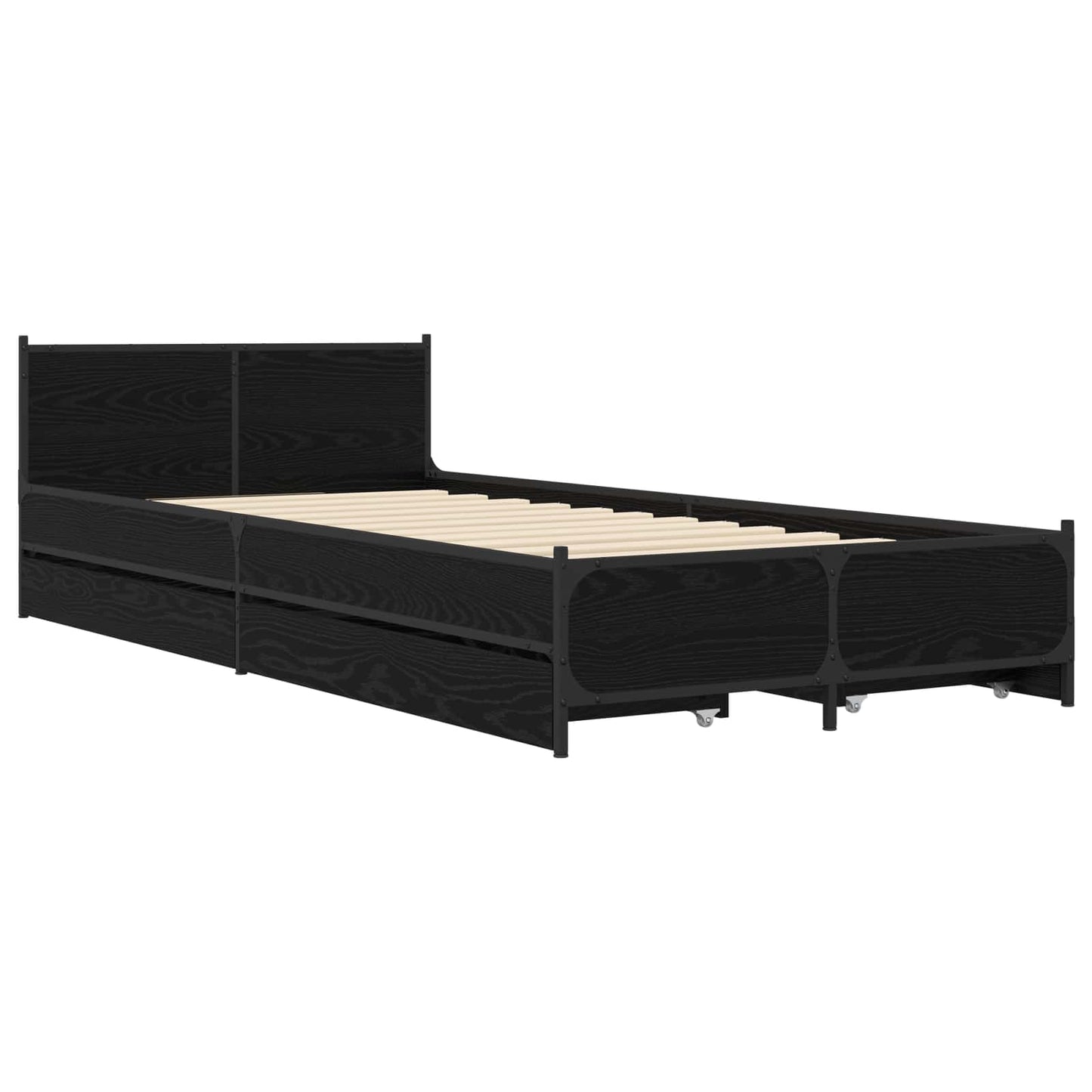 vidaXL Κρεβάτι με Κεφαλάρι Μαύρη Δρυς 80 x 200 cm Επεξεργασμένο Ξύλο