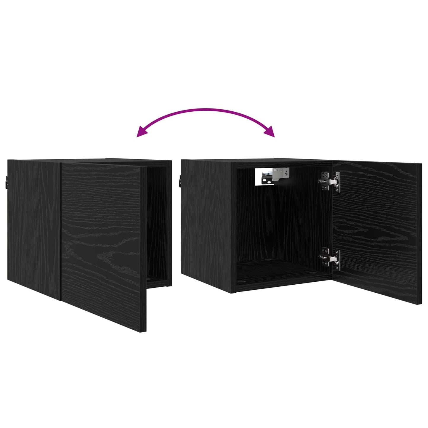 vidaXL Κρεμαστό Ντουλάπι Τηλεόρασης Επιτοίχιο 4 pcs Μαύρη Δρυς