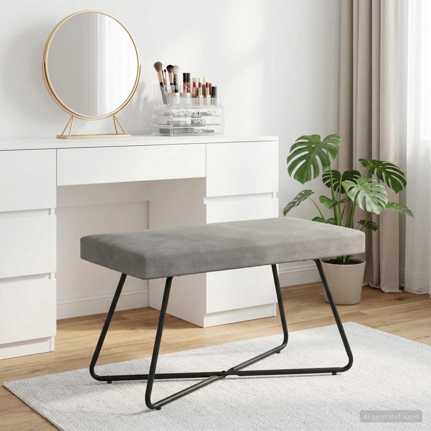 vidaXL παγκάκι Μονόχρωμο Ανοιχτό γκρι 80 x 40 x 45 εκ. Βελούδο