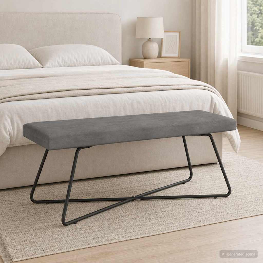 vidaXL παγκάκι Μονόχρωμο Σκούρο Γκρι 110 x 40 x 45 cm Βελούδο