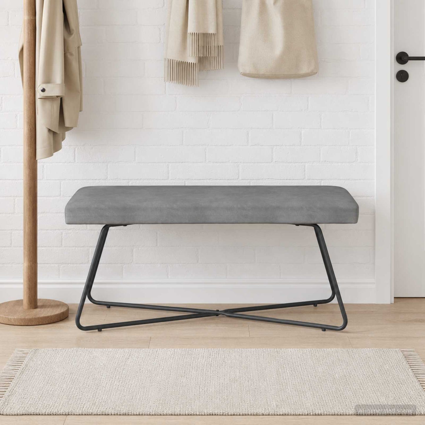 vidaXL παγκάκι Μονόχρωμο Σκούρο Γκρι 110 x 40 x 45 cm Βελούδο