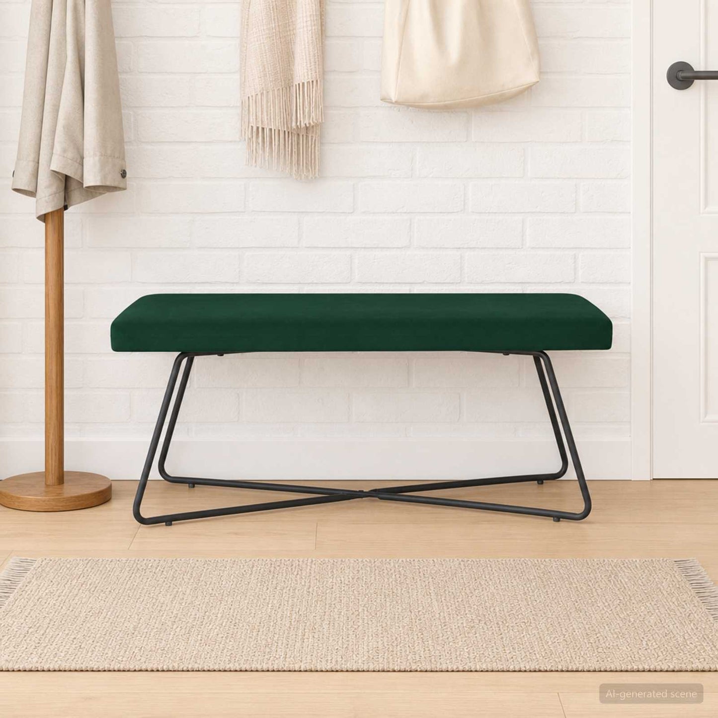 vidaXL παγκάκι Μονόχρωμο Σκούρο Πράσινο 110 x 40 x 45 cm Βελούδο
