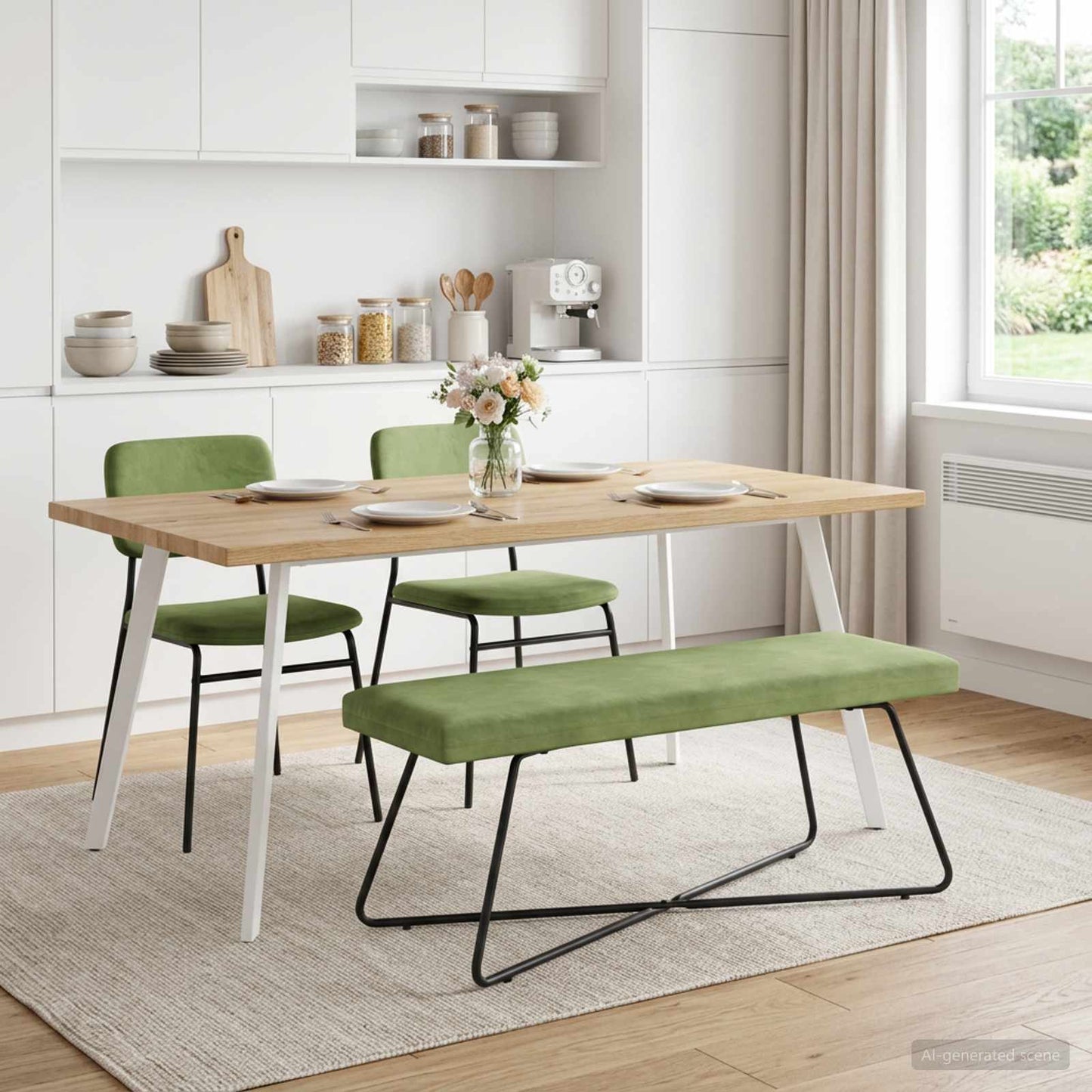 vidaXL παγκάκι Μονόχρωμο Ανοιχτό Πράσινο 110 x 40 x 45 cm Βελούδο