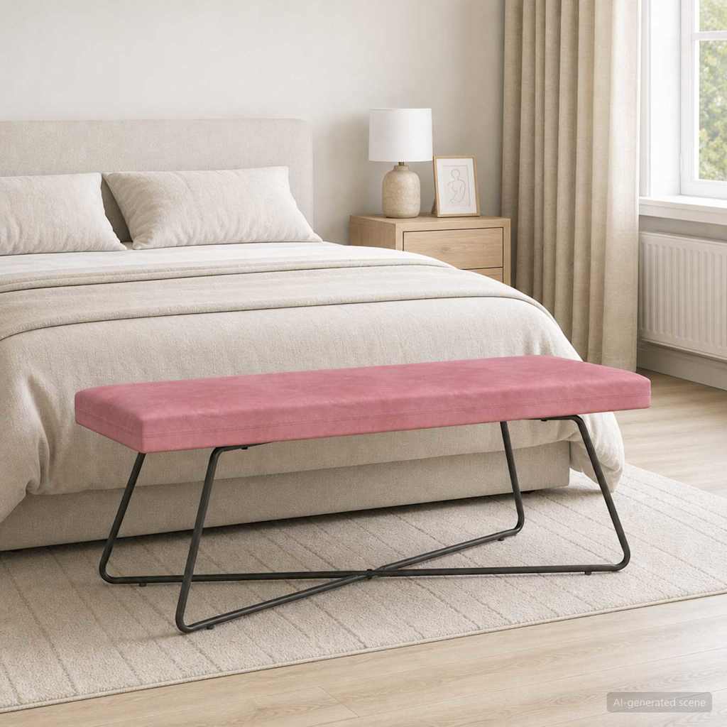 vidaXL παγκάκι Μονόχρωμο Ροζ 110 x 40 x 45 cm Βελούδο