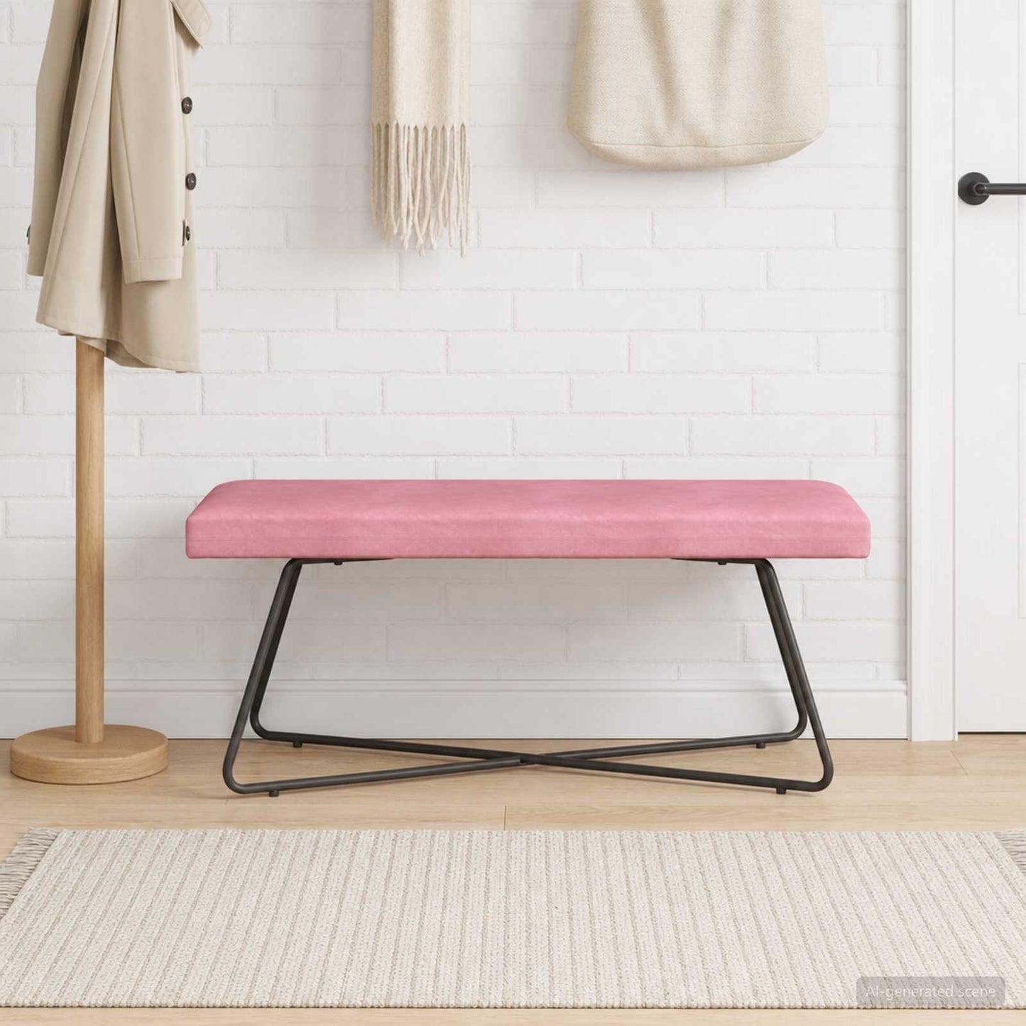 vidaXL παγκάκι Μονόχρωμο Ροζ 110 x 40 x 45 cm Βελούδο
