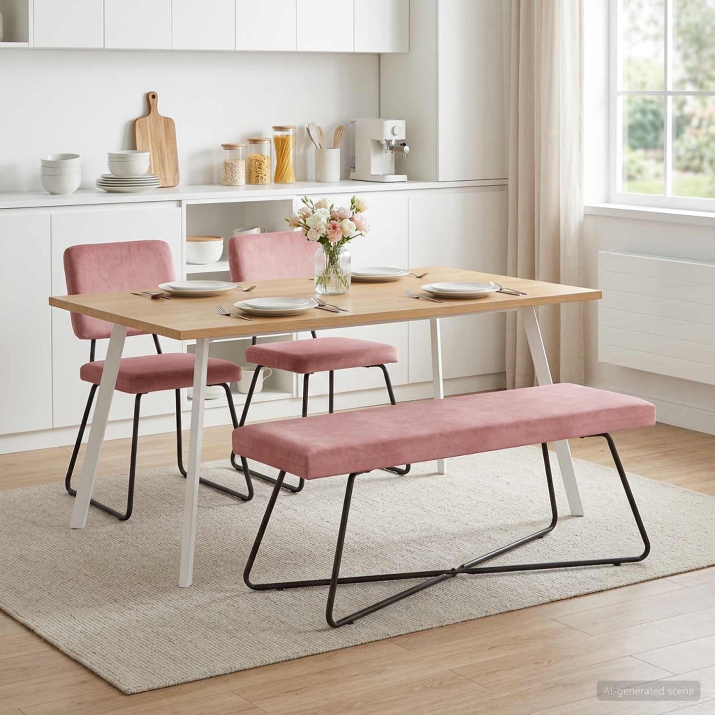 vidaXL παγκάκι Μονόχρωμο Ροζ 110 x 40 x 45 cm Βελούδο