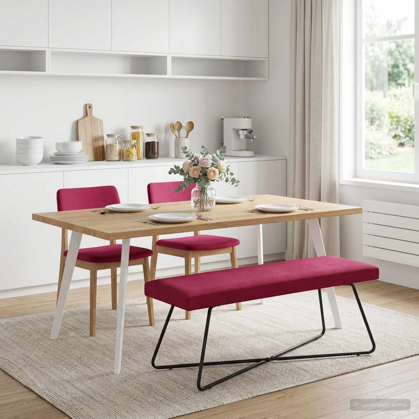 vidaXL παγκάκι Μονόχρωμο Κόκκινο 110 x 40 x 45 cm Βελούδο