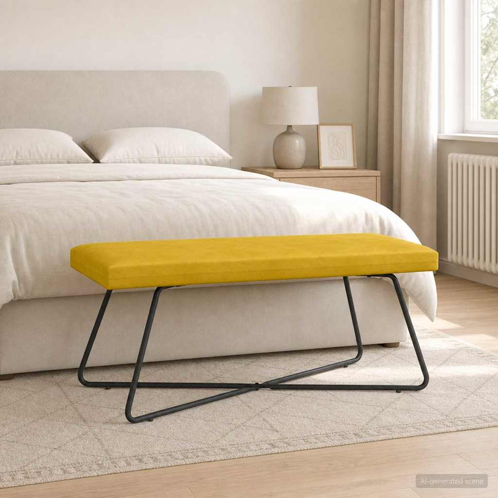 vidaXL παγκάκι Μονόχρωμο Κίτρινο 110 x 40 x 45 cm Βελούδο