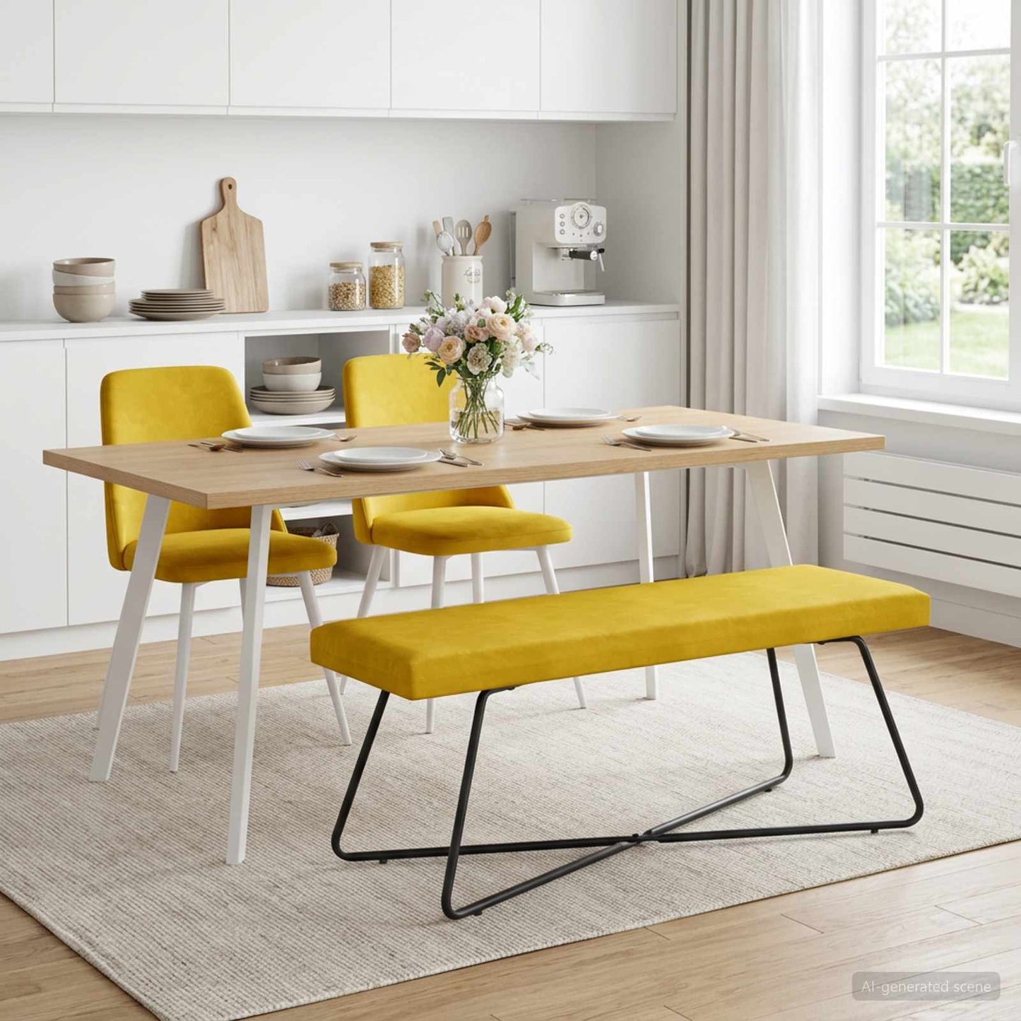 vidaXL παγκάκι Μονόχρωμο Κίτρινο 110 x 40 x 45 cm Βελούδο