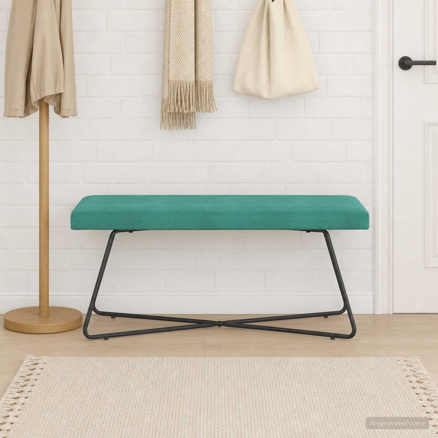 vidaXL παγκάκι Μονόχρωμο Τιρκουάζ 110 x 40 x 45 cm Βελούδο