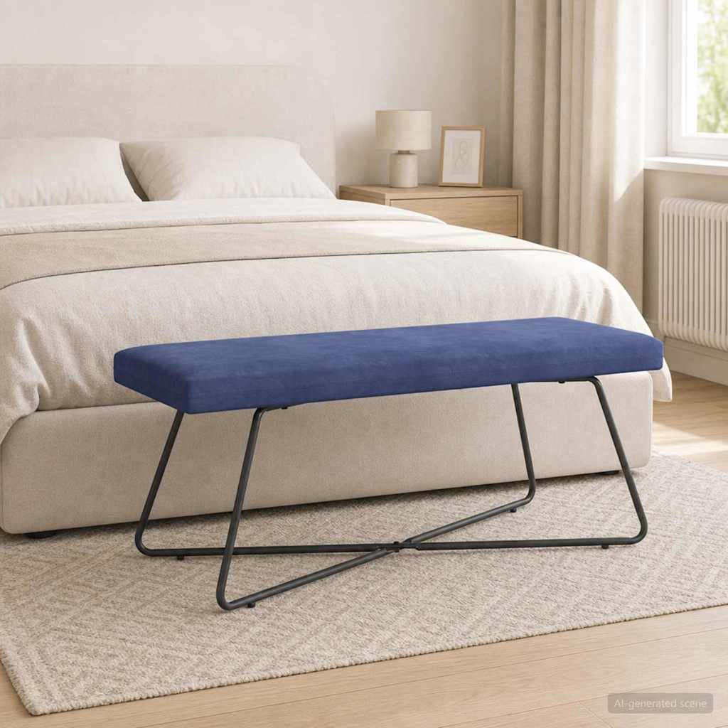 vidaXL παγκάκι Μονόχρωμο Μπλε Αστυνομίας 110 x 40 x 45 cm Βελούδο
