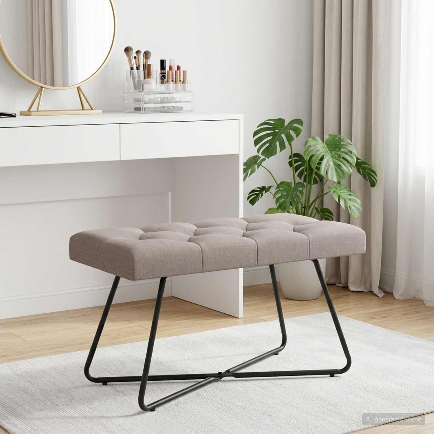 vidaXL Πάγκος με κουμπωτές επιφάνειες Taupe 80 x 40 x 46 εκ. Ύφασμα