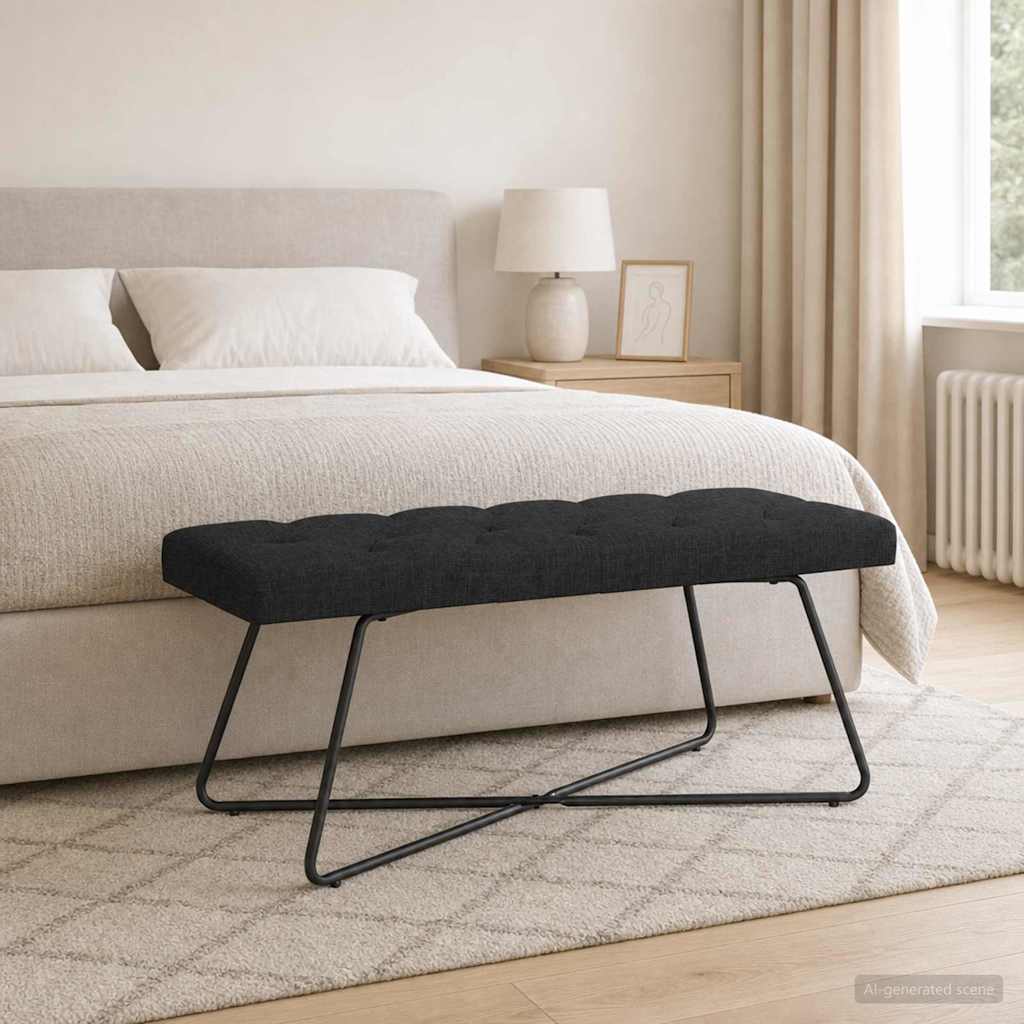 vidaXL Πάγκος με κουμπωτές επιφάνειες Μαύρο 110 x 40 x 46 cm Ύφασμα