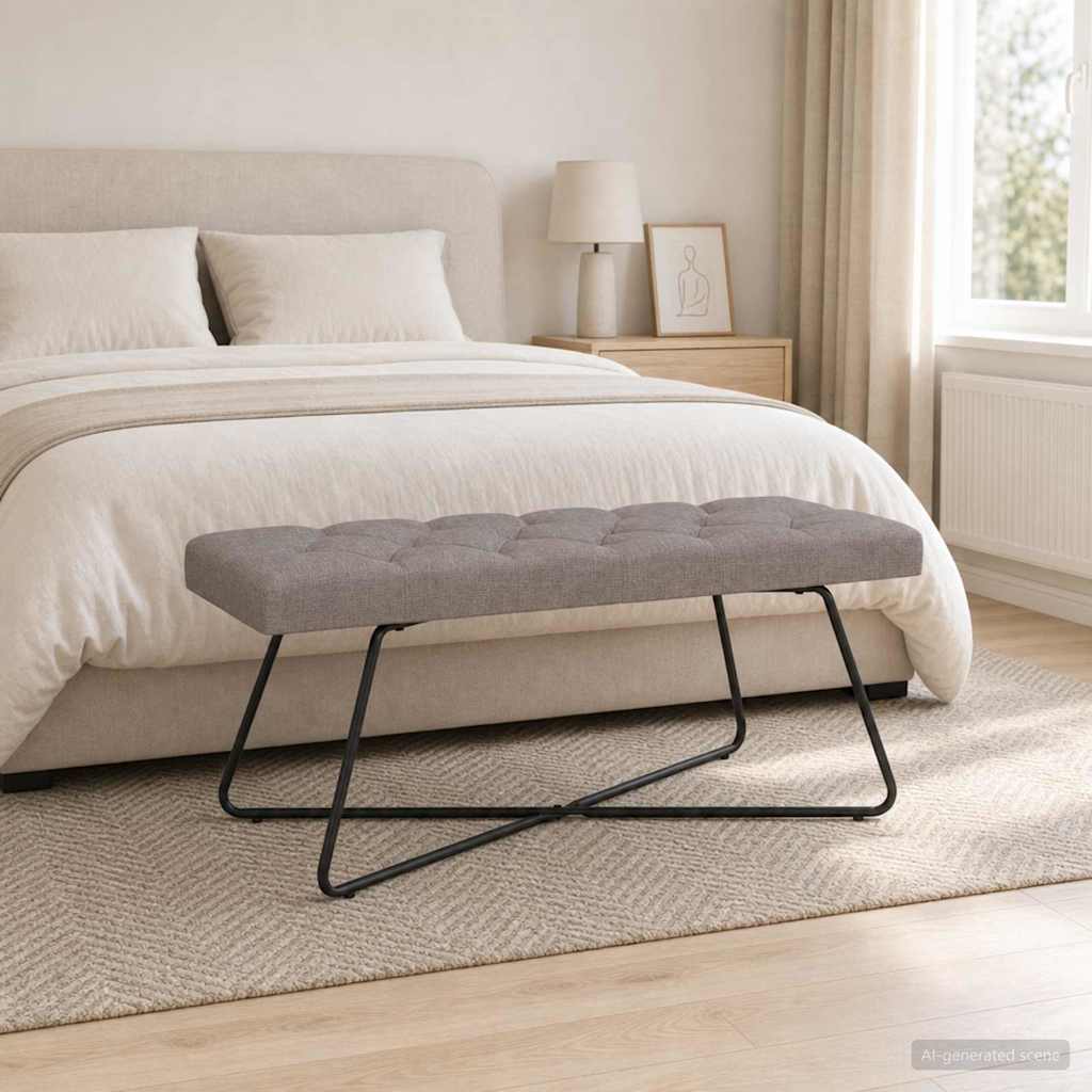 vidaXL Πάγκος με κουμπωτές επιφάνειες Taupe 110 x 40 x 46 cm Ύφασμα