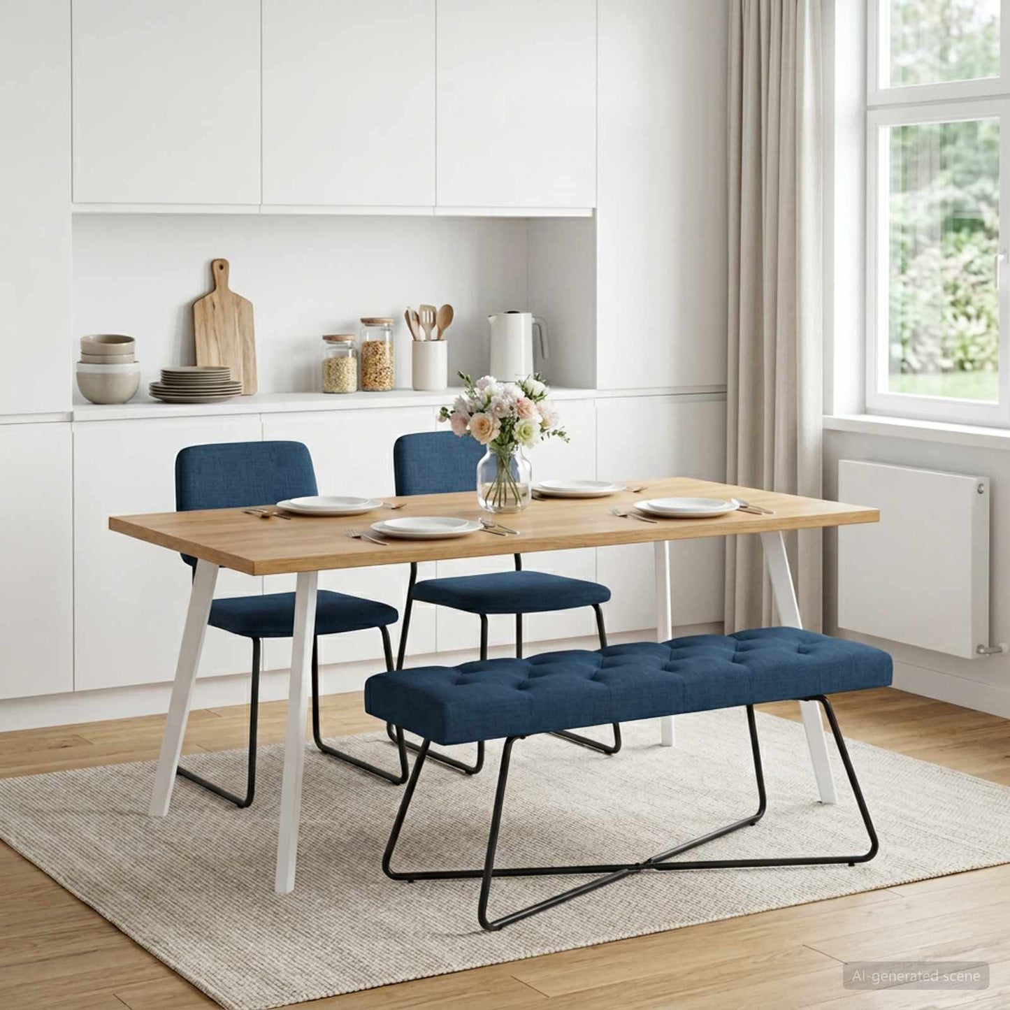 vidaXL Πάγκος με κουμπωτές επιφάνειες Μπλε 110 x 40 x 46 cm Ύφασμα