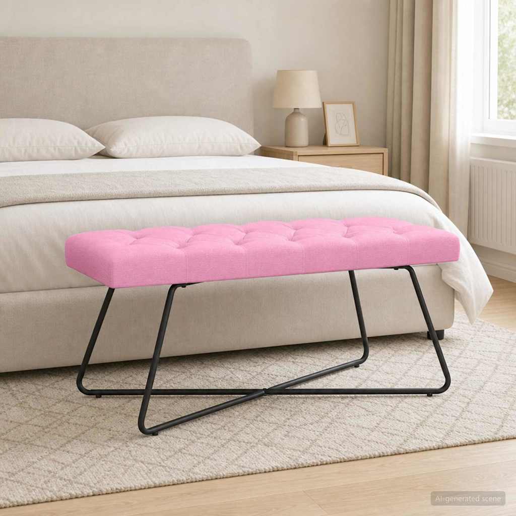 vidaXL Πάγκος με κουμπωτές επιφάνειες Ροζ 110 x 40 x 46 cm Ύφασμα