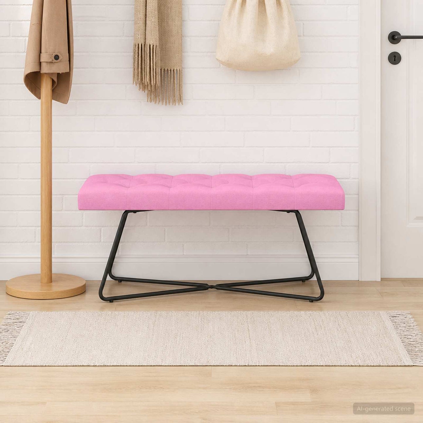 vidaXL Πάγκος με κουμπωτές επιφάνειες Ροζ 110 x 40 x 46 cm Ύφασμα