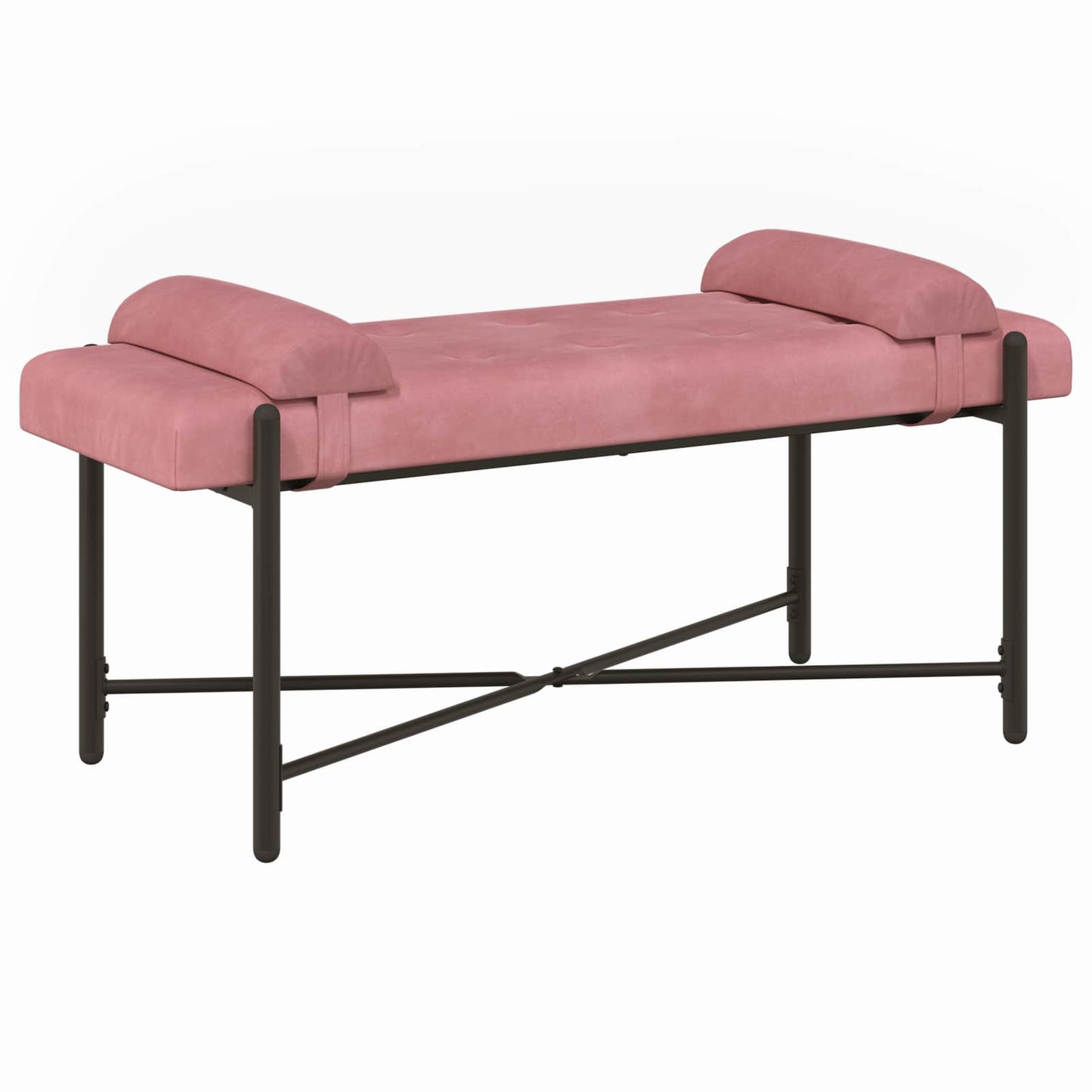 vidaXL Παγκάκι με κουμπιά και μαξιλάρια Ροζ 110 x 40 x 46 cm Βελούδο